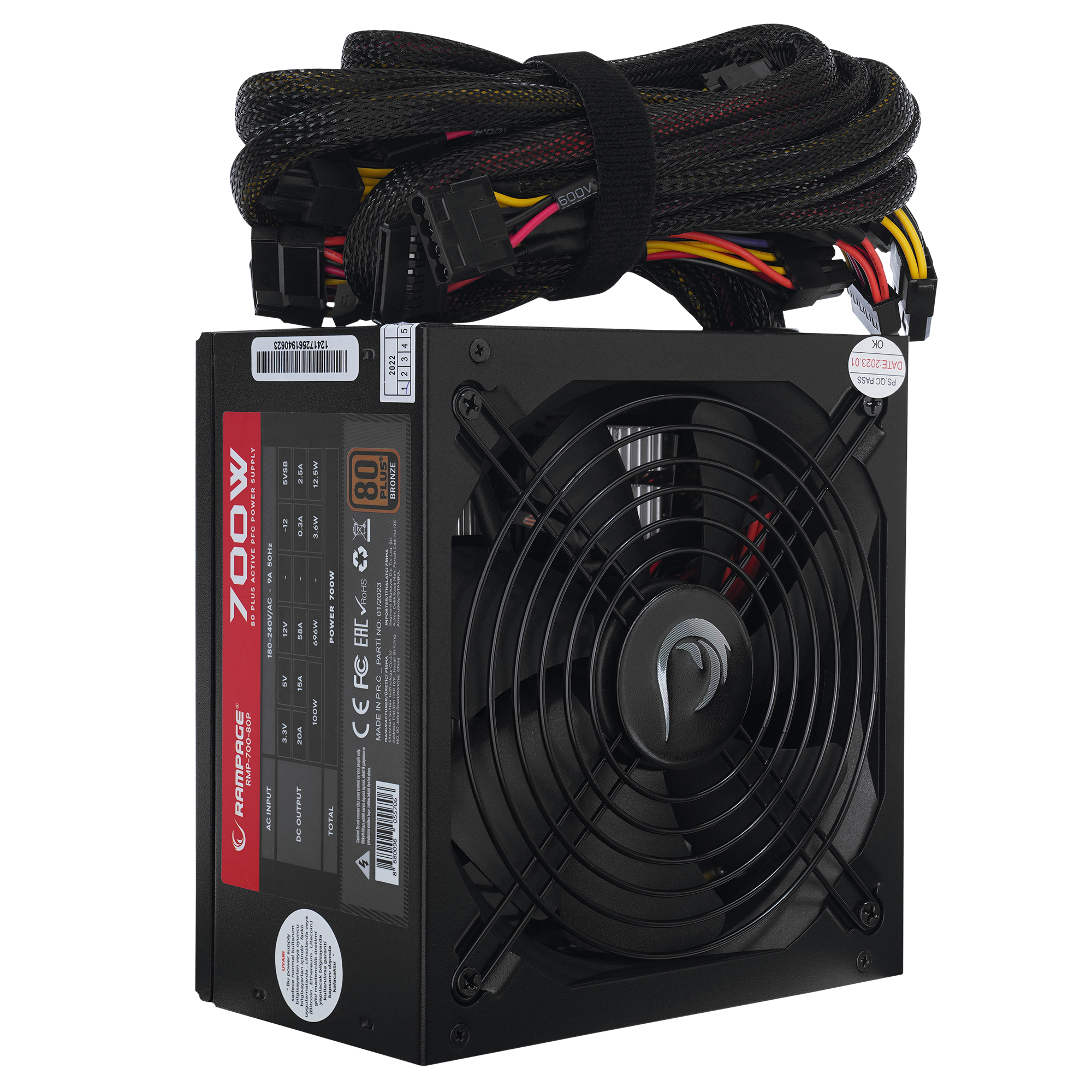 RMP-700-80P 700W 80Plus Bronze 12cm Fan Aktif PFC Power Supply - Rampage