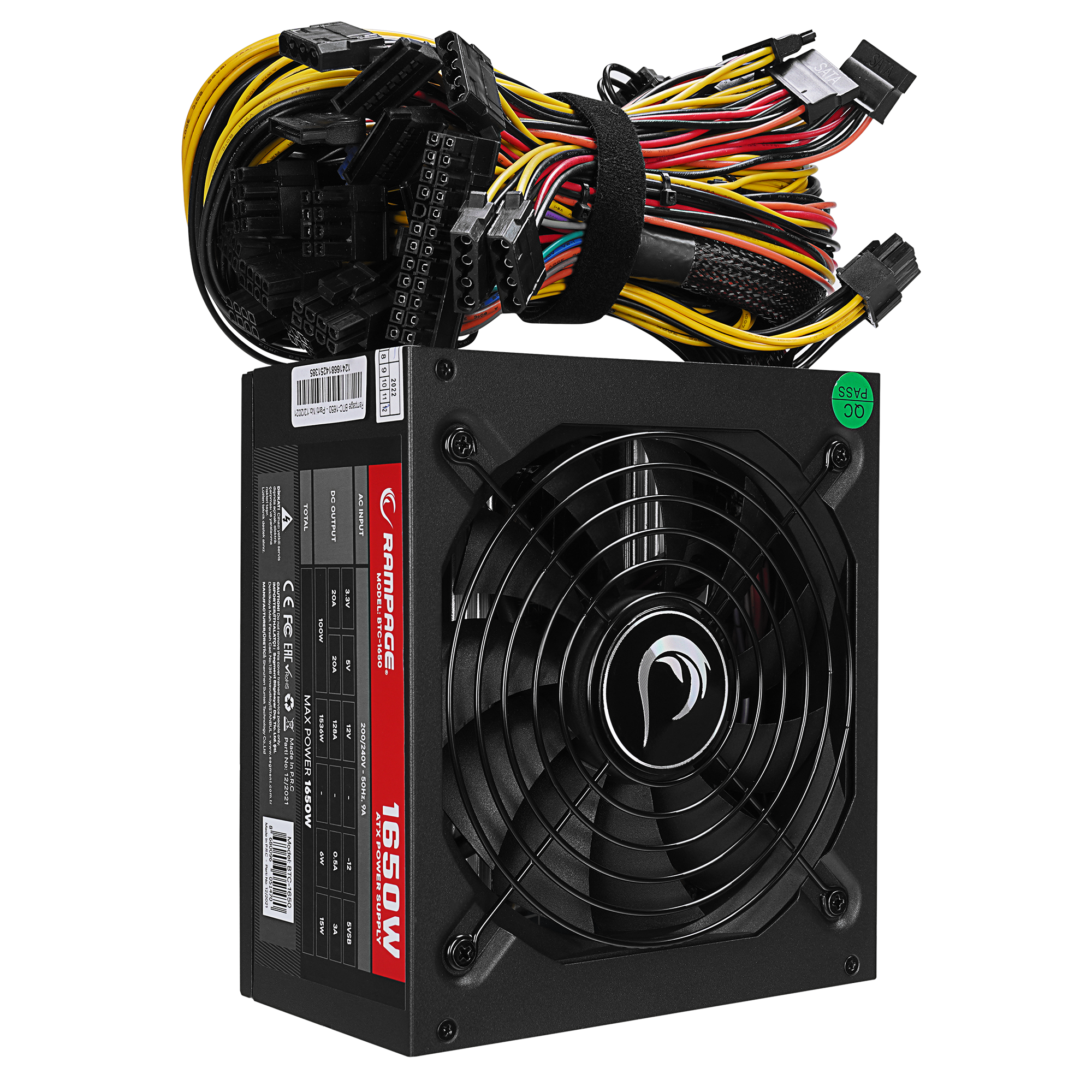 BTC-1650 1650W 16* PCIe VGA Soket 14cm Fanlı Bitcoin Power Supply - Rampage