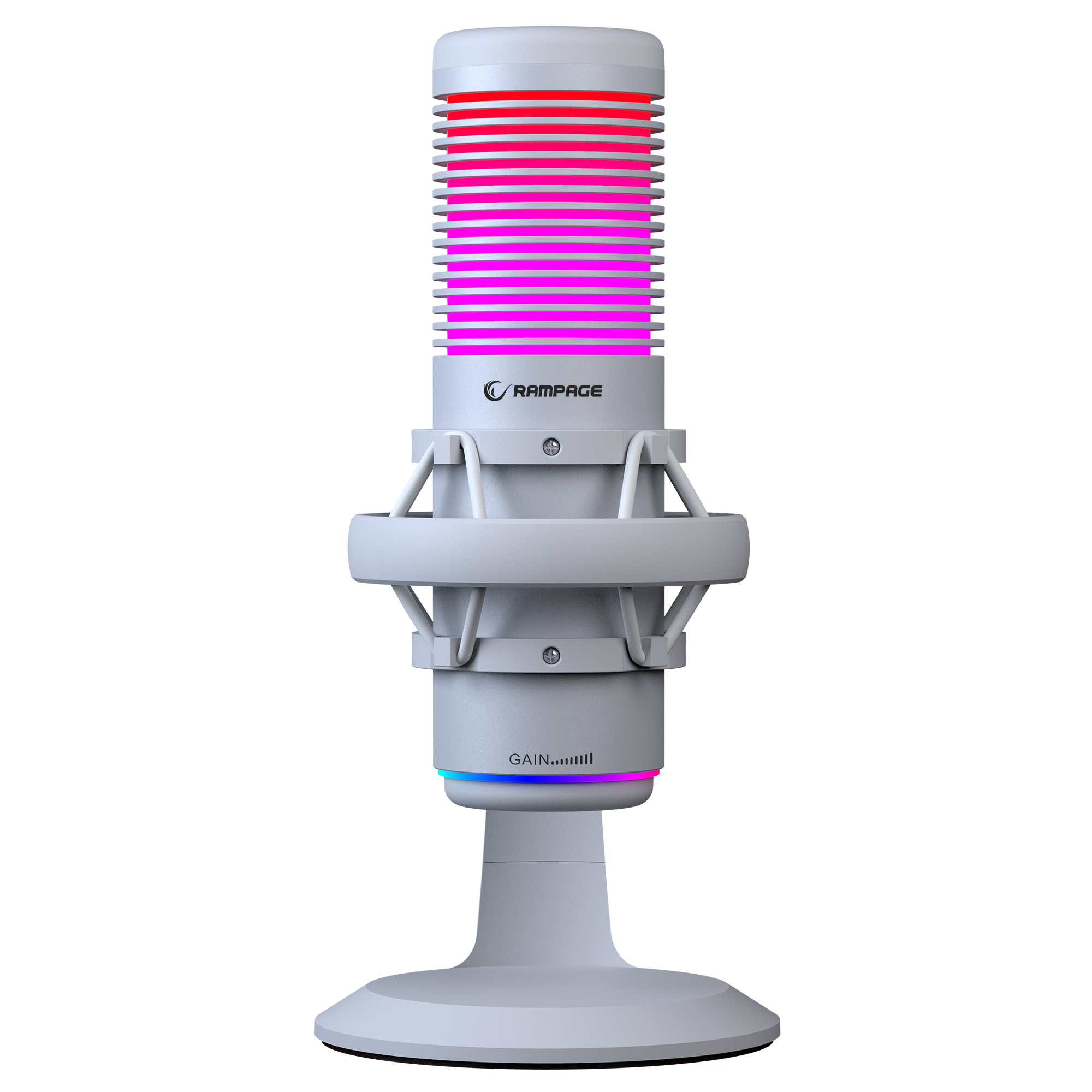 BEMOL Beyaz RGB Shock Mount Masaüstü Mikrofon - Rampage
