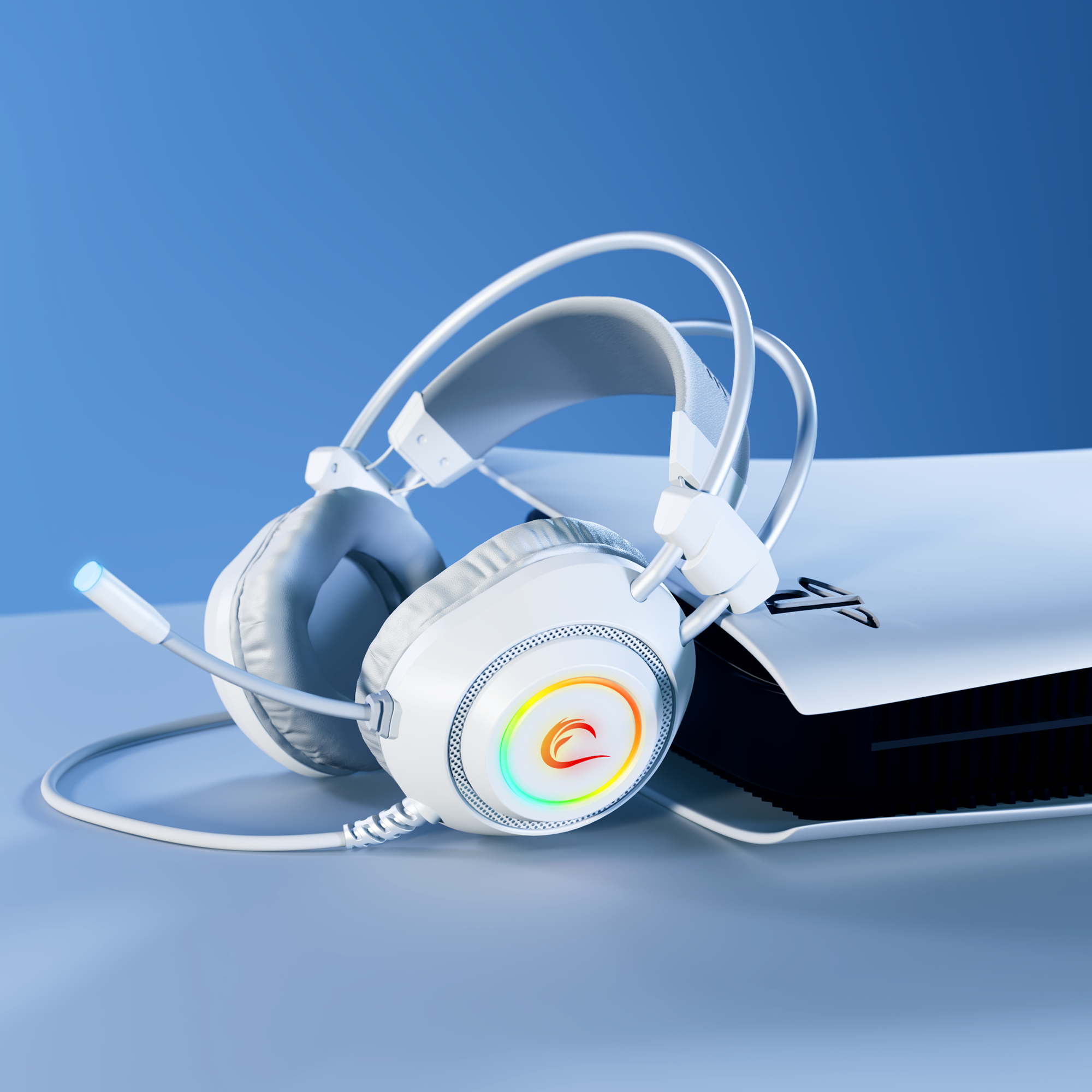 Rm-K19 Raging Plus 7.1 Surround RGB Mikrofonlu Oyuncu Kulaklık-Beyaz