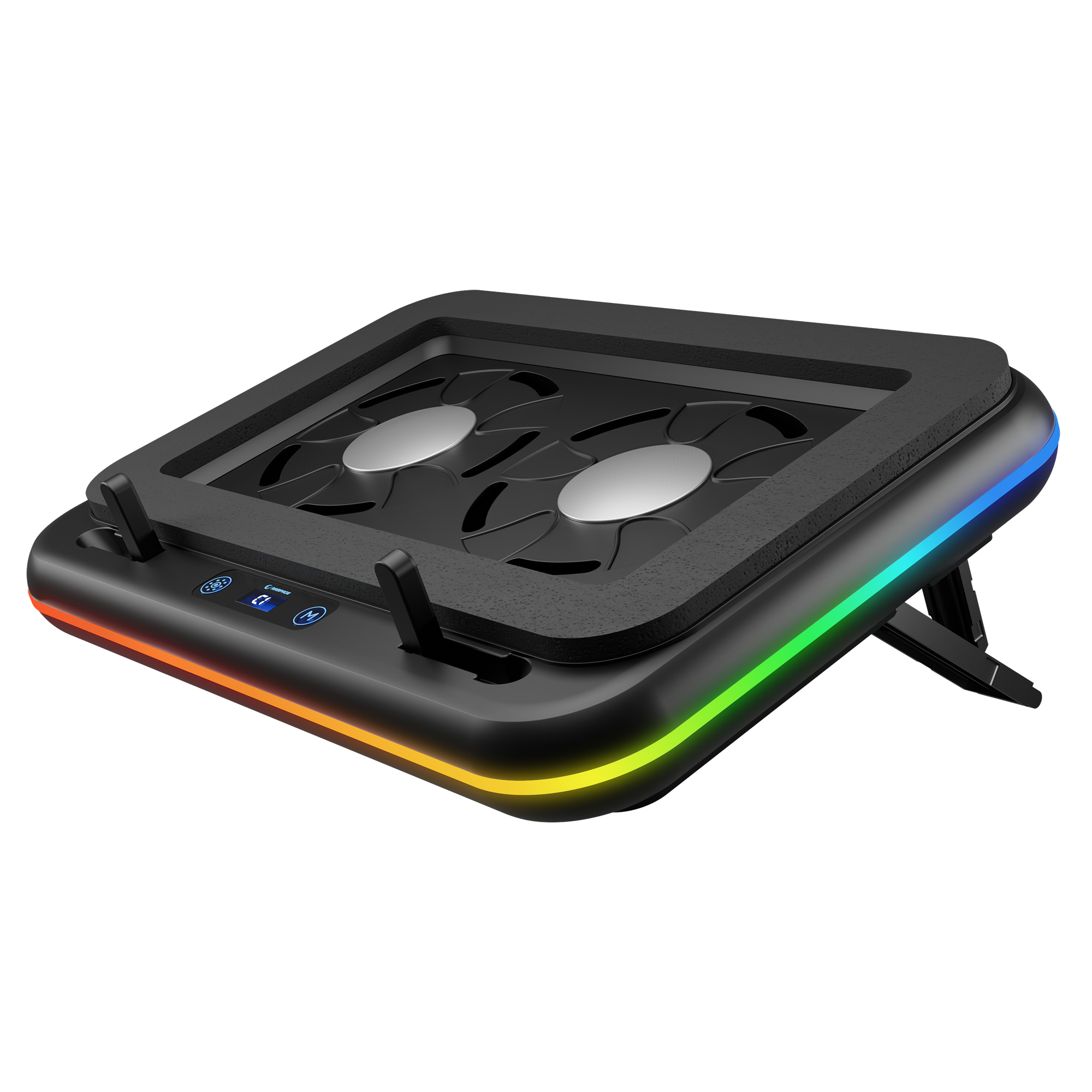 S55 Angel Led Ekranlı RGB 2 Fanlı 14-17 inç Notebook Soğutucu Stand-Siyah