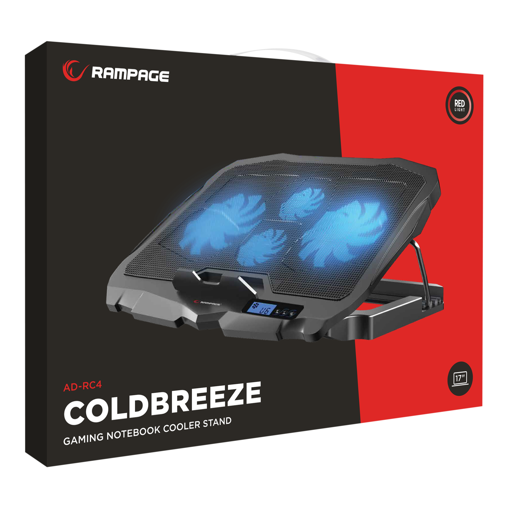 AD-RC4 Mavi Ledli 2*125mm+2*70mm Işıklı Fan 15-17 Notebook Soğutucu Stand - Rampage