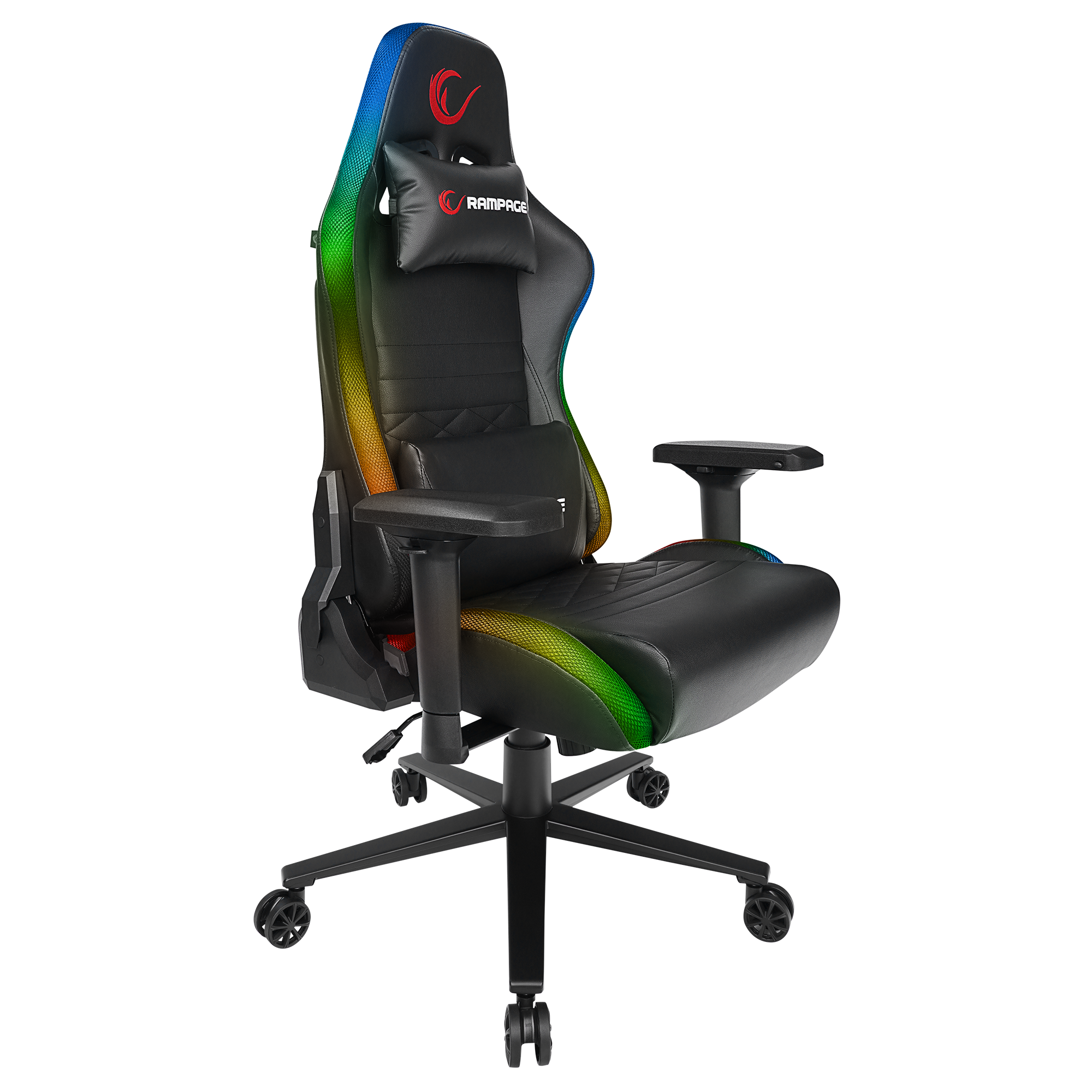 KL-R19 MONCHER RGB Aydınlatmalı Siyah Oyuncu Koltuğu - Rampage