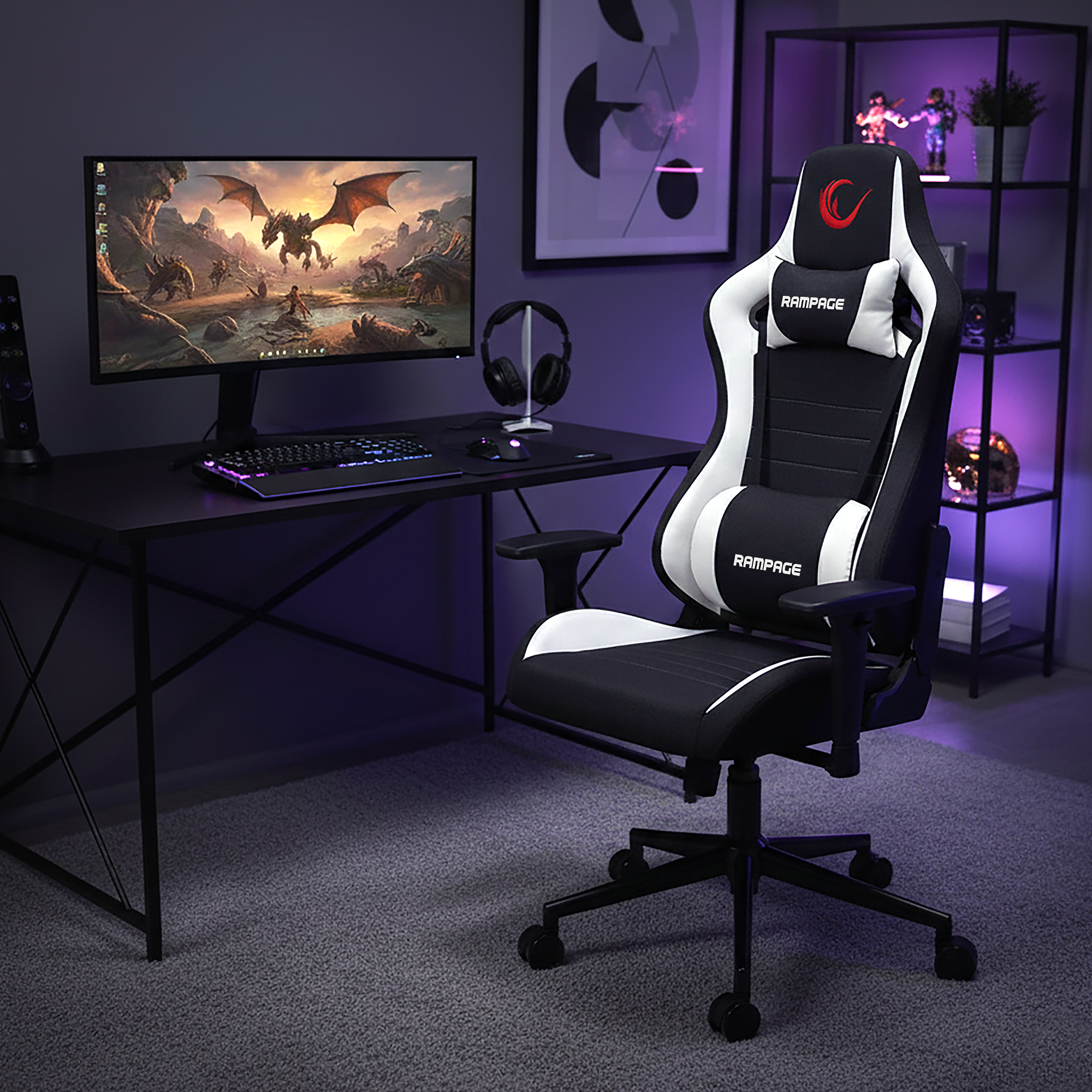 KL-R59 Nova Gaming Chair-Black/White