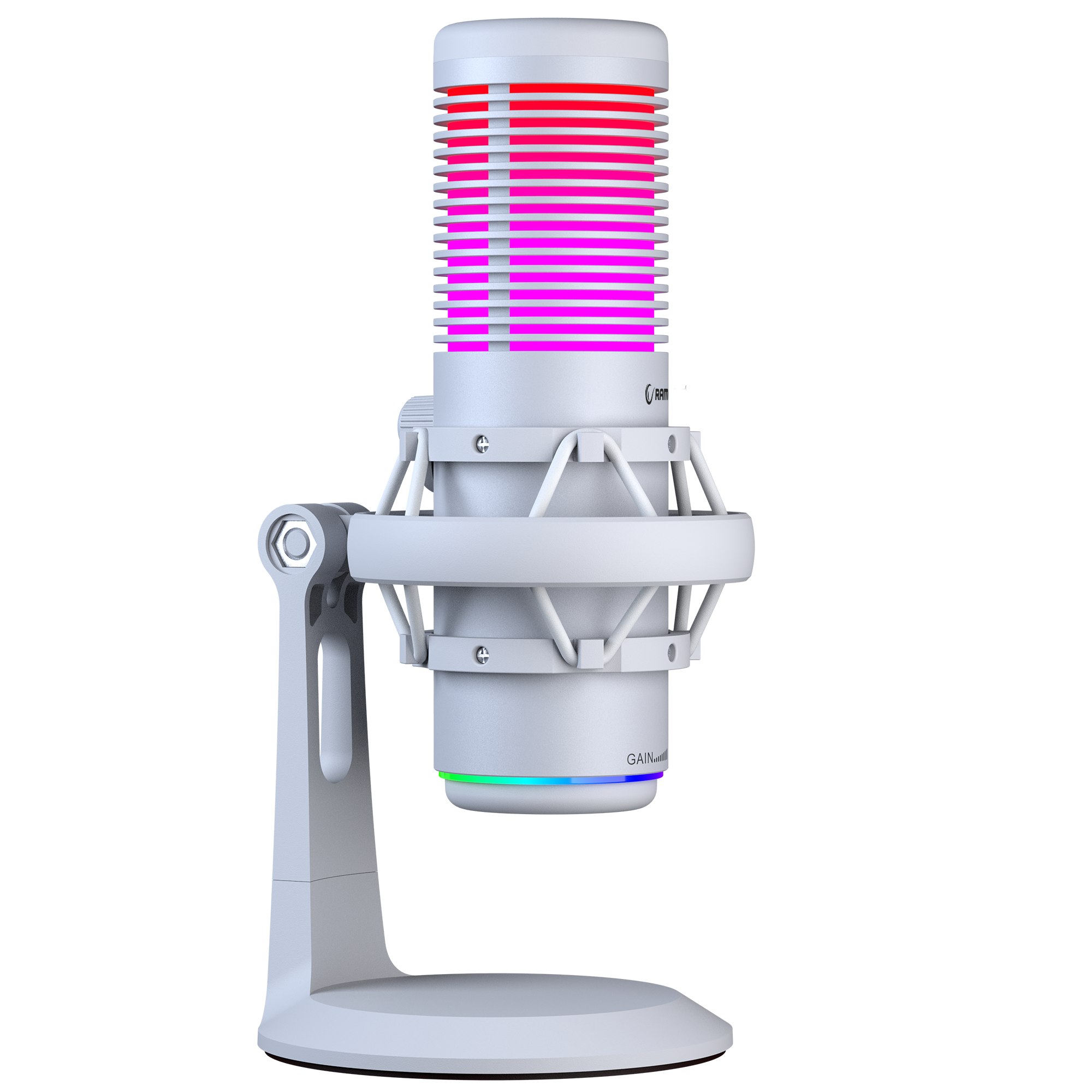 BEMOL Beyaz RGB Shock Mount Masaüstü Mikrofon - Rampage