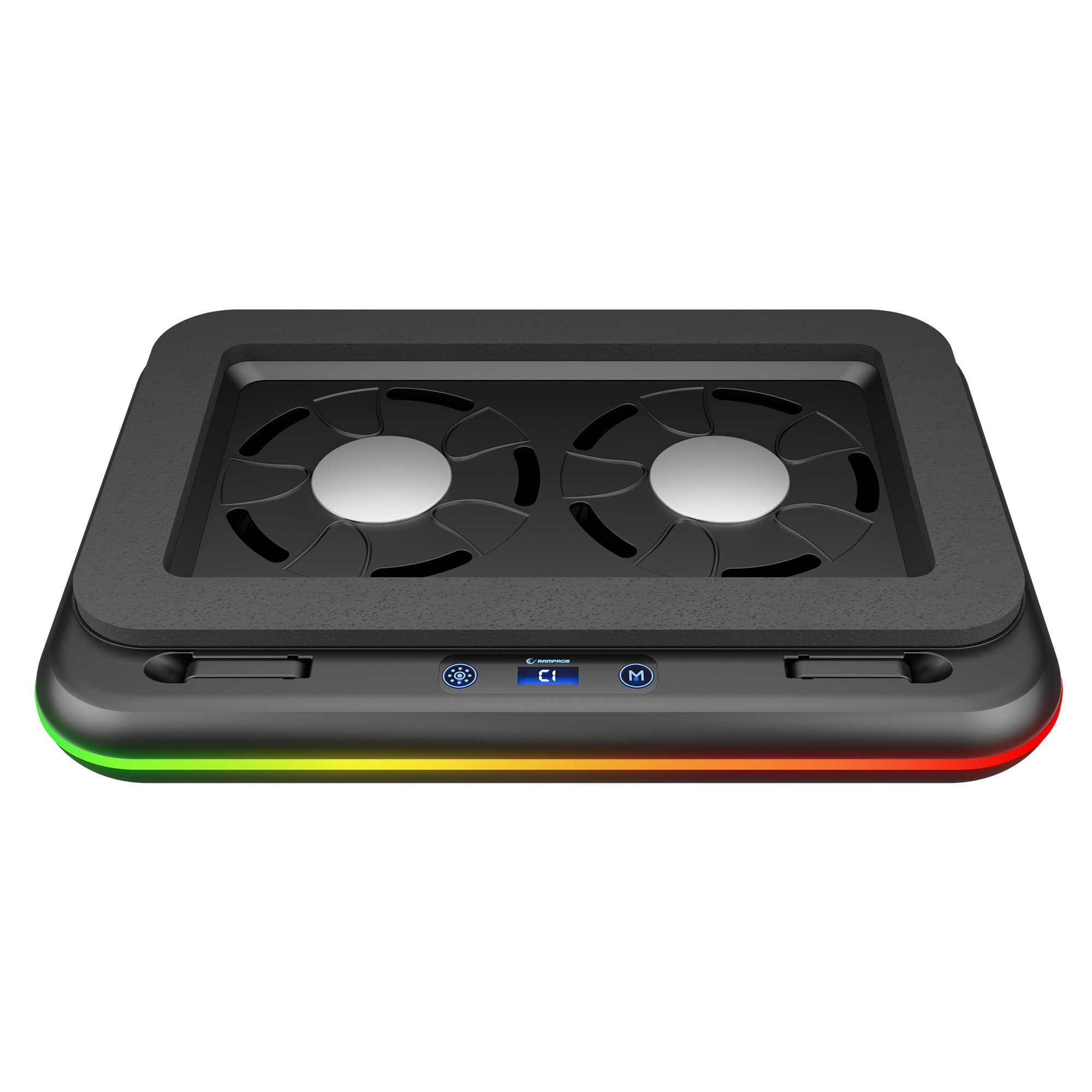 S55 Angel Led Ekranlı RGB 2 Fanlı 14-17 inç Notebook Soğutucu Stand-Siyah