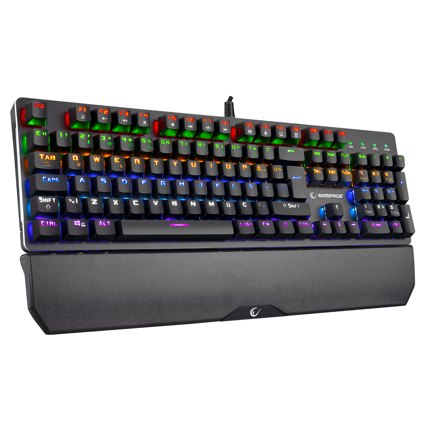 KB-R81 ROCKET Red Switch Gökkuşağı Ledli RGB Şeritli Metal Yüzey Mekanik Gaming Oyuncu Klavye - Rampage