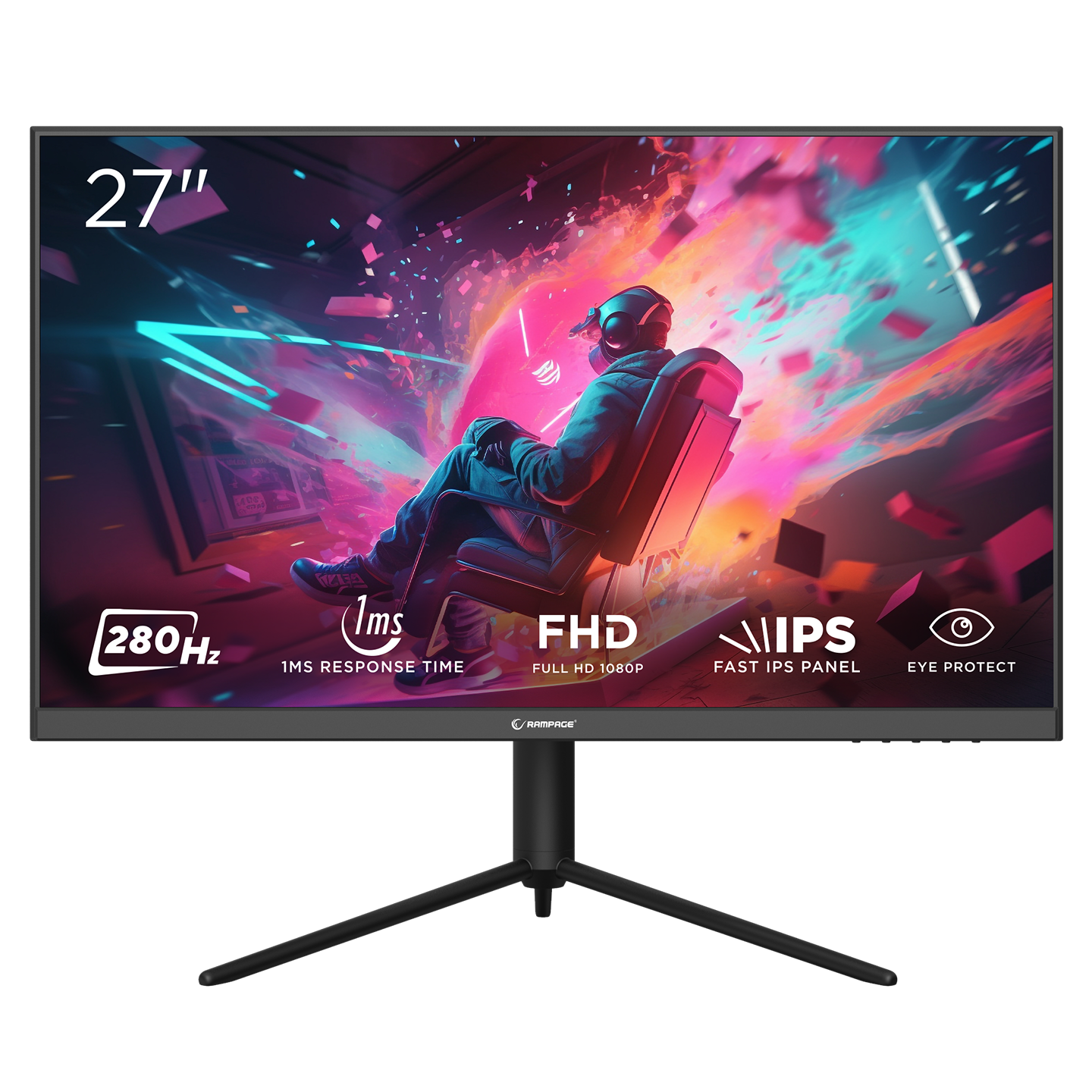 PRIME PR27R280F 27'' 280Hz 1ms Fast IPS FHD Freesync RGB Pivot PC Flat Oyuncu Monitörü - Rampage