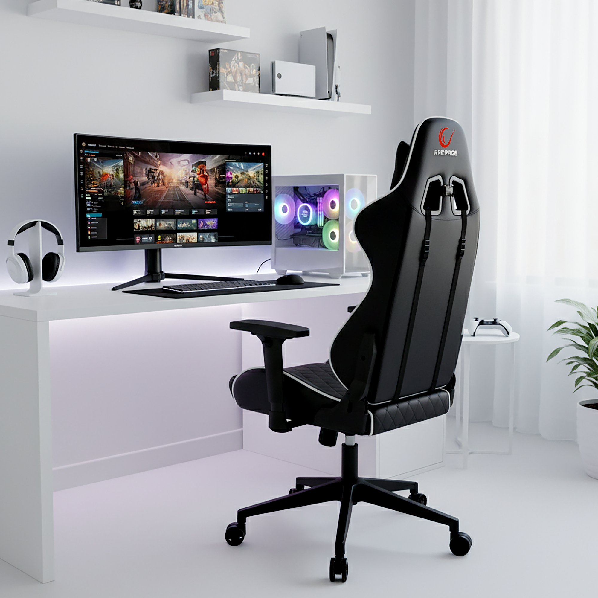 KL-R40 Throne Series Gaming Chair-Black/White