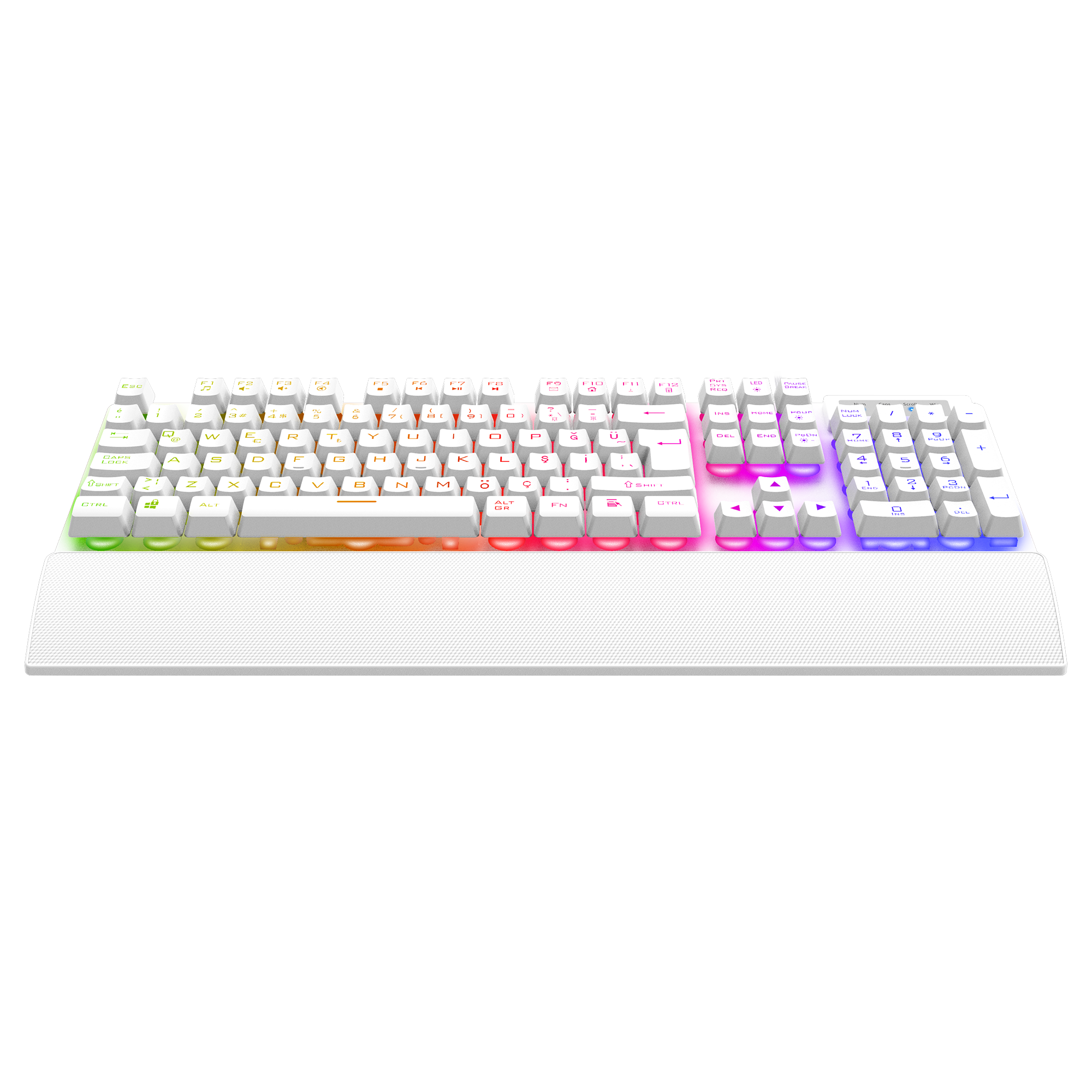 KB-RX77 RUNNER Beyaz USB Rainbow Aydınlatmalı Q Bilek Destekli Gaming Klavye - Rampage