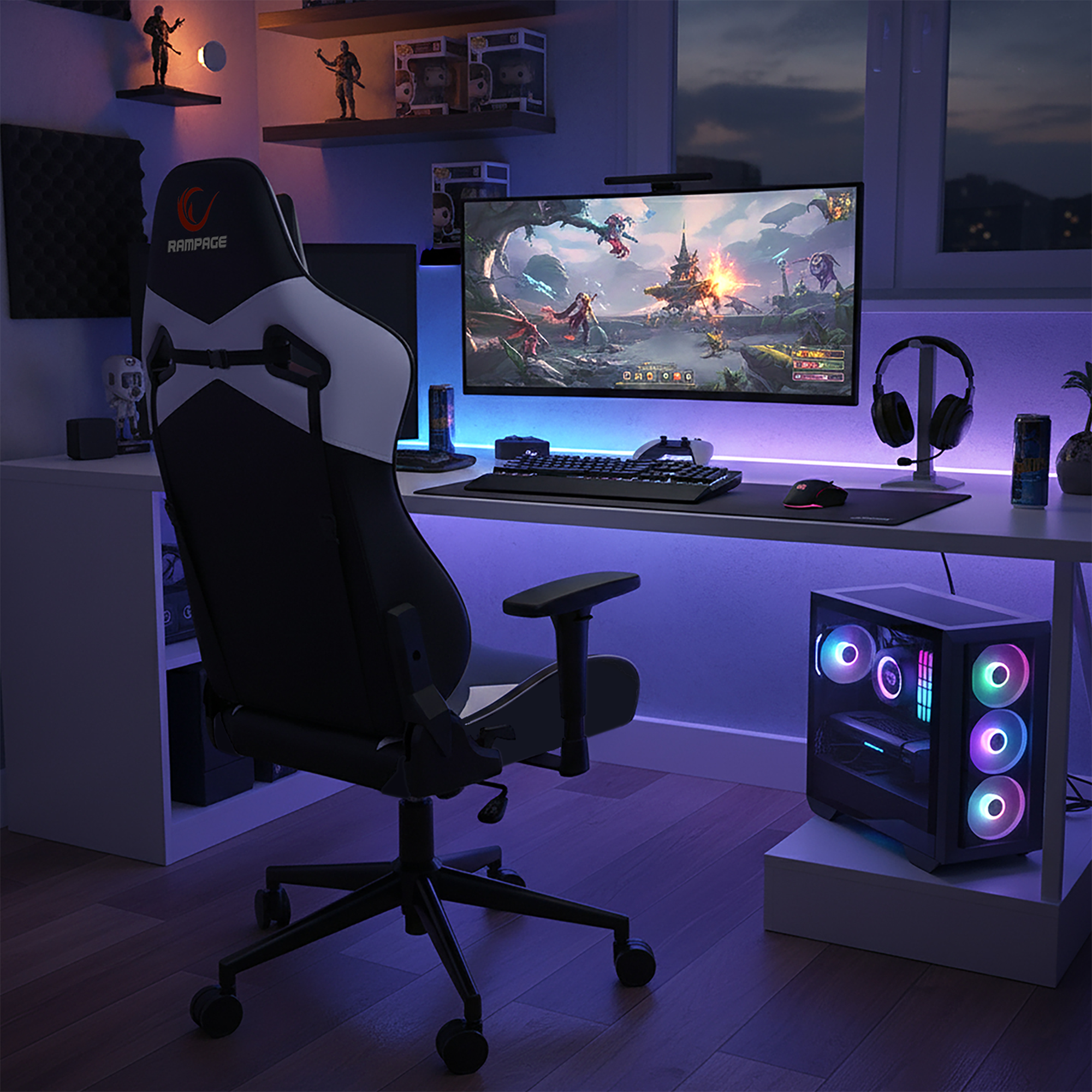 KL-R59 Nova Gaming Chair-Black/White