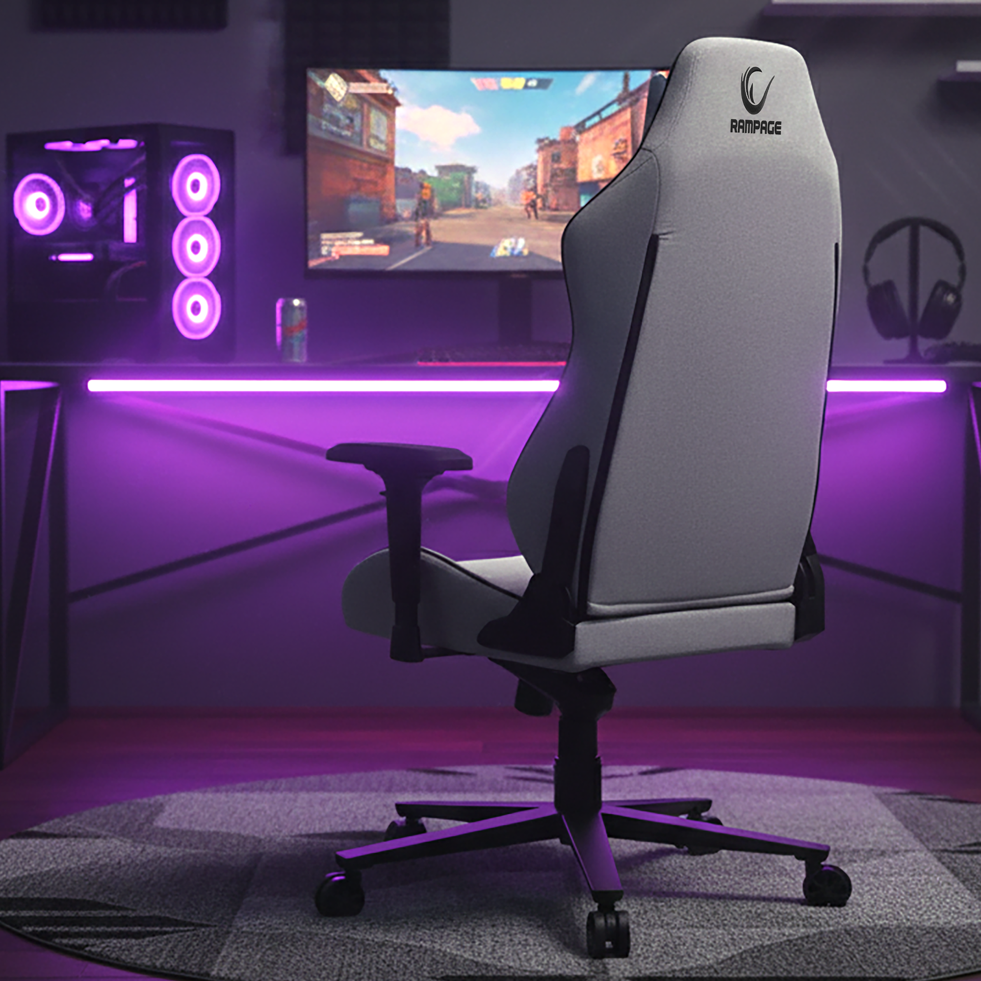 KL-R72 Woof High-End Non-Sweating Fabric Gaming Chair-Gray/Black