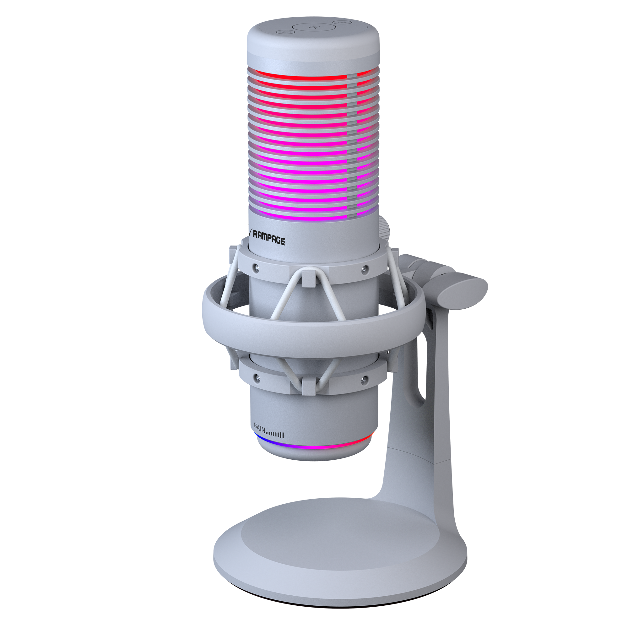 BEMOL Beyaz RGB Shock Mount Masaüstü Mikrofon - Rampage