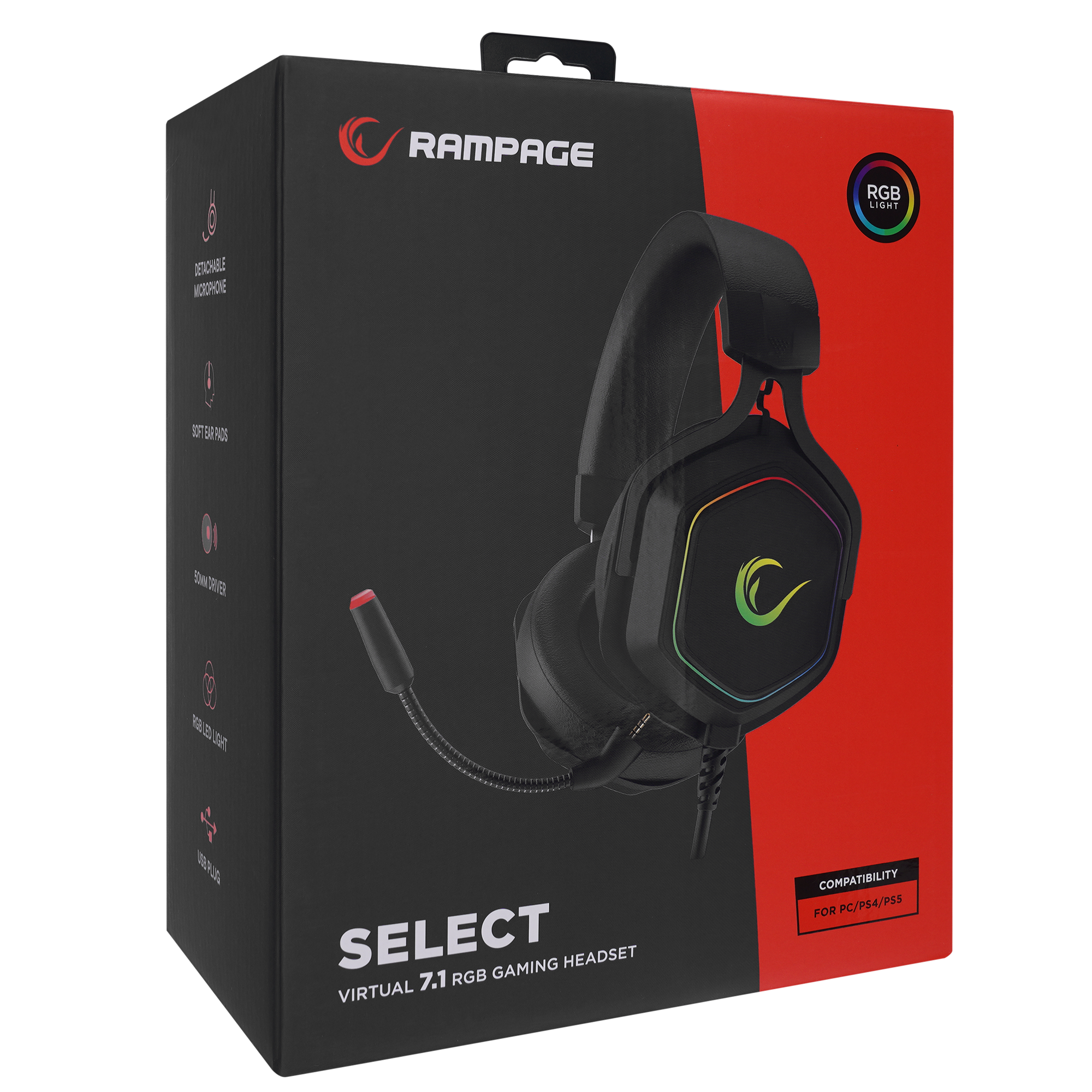 RM-K50 SELECT RGB 7.1 Oyuncu Kulaklığı - Rampage