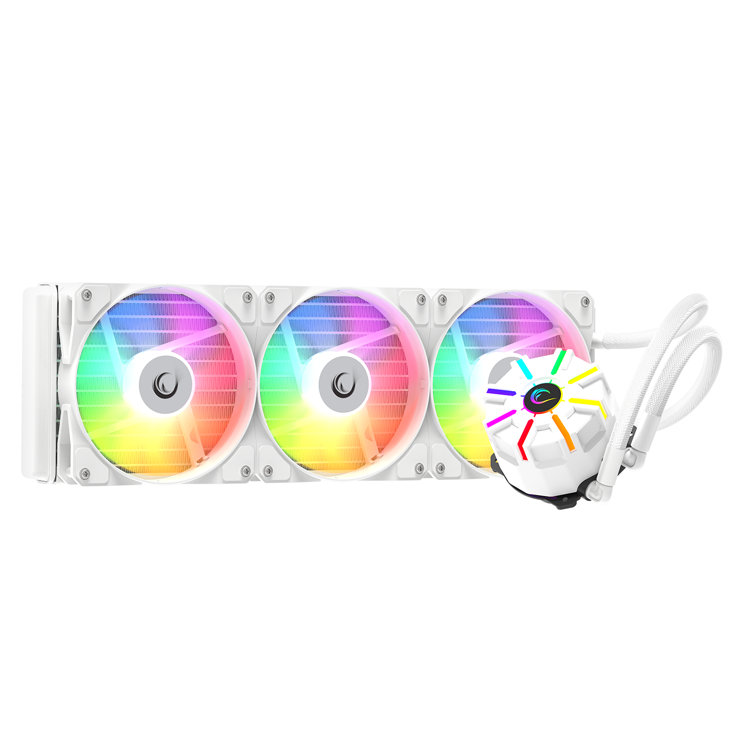 HELIOS C3 Beyaz 68CFM 1800RPM Rainbow AMD AM5/INTEL LGA1700 360mm Sıvı Soğutmalı CPU Fan - Rampage