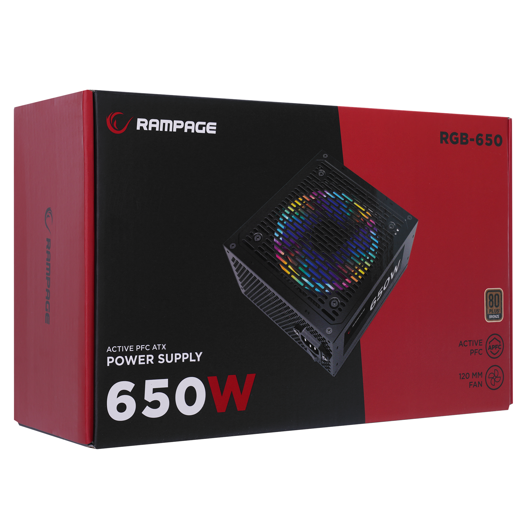 RGB-650 650W 80 Plus Bronze Aktif PFC 12cm RGB Fanlı Power Supply - Rampage