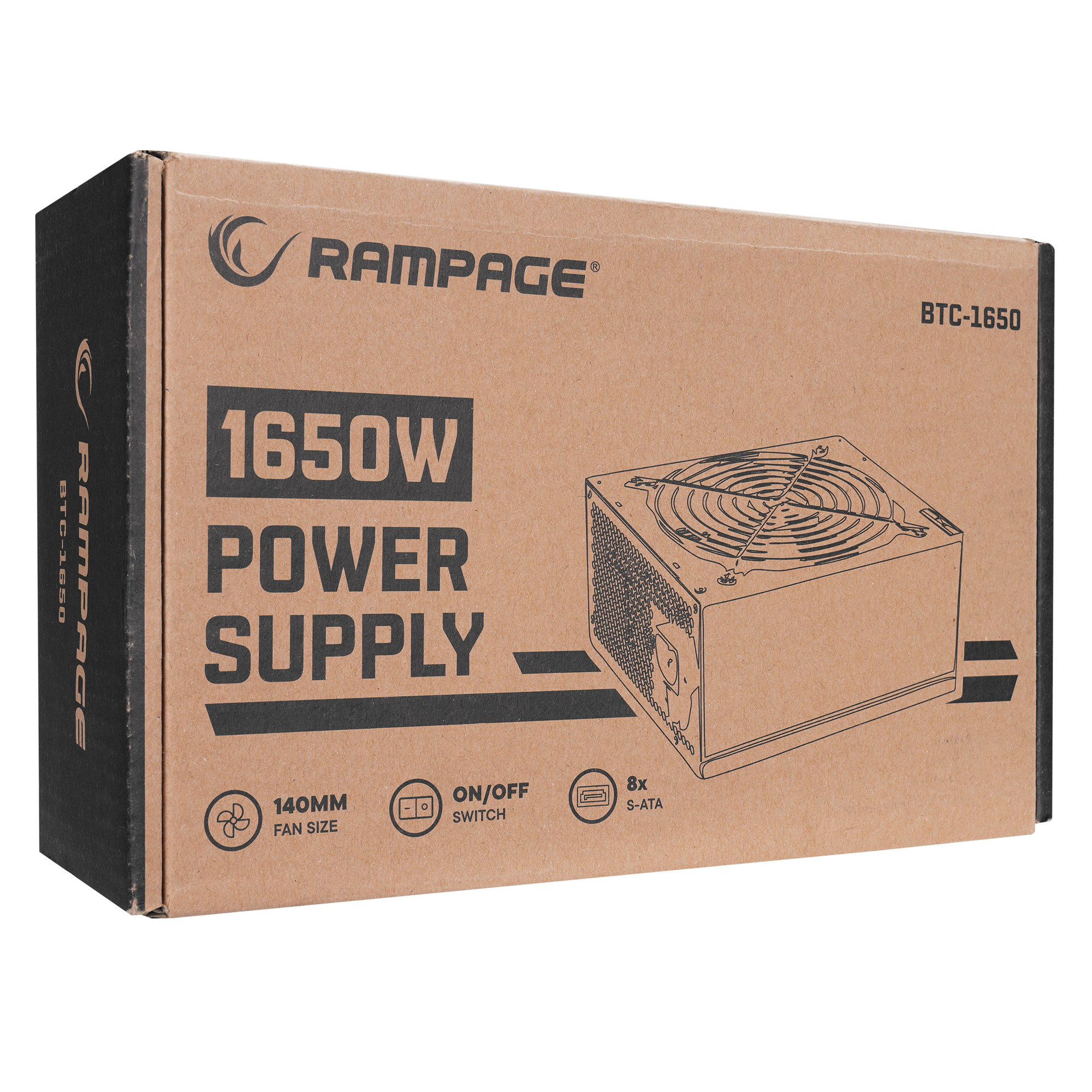 BTC-1650 1650W 16* PCIe VGA Soket 14cm Fanlı Bitcoin Power Supply - Rampage