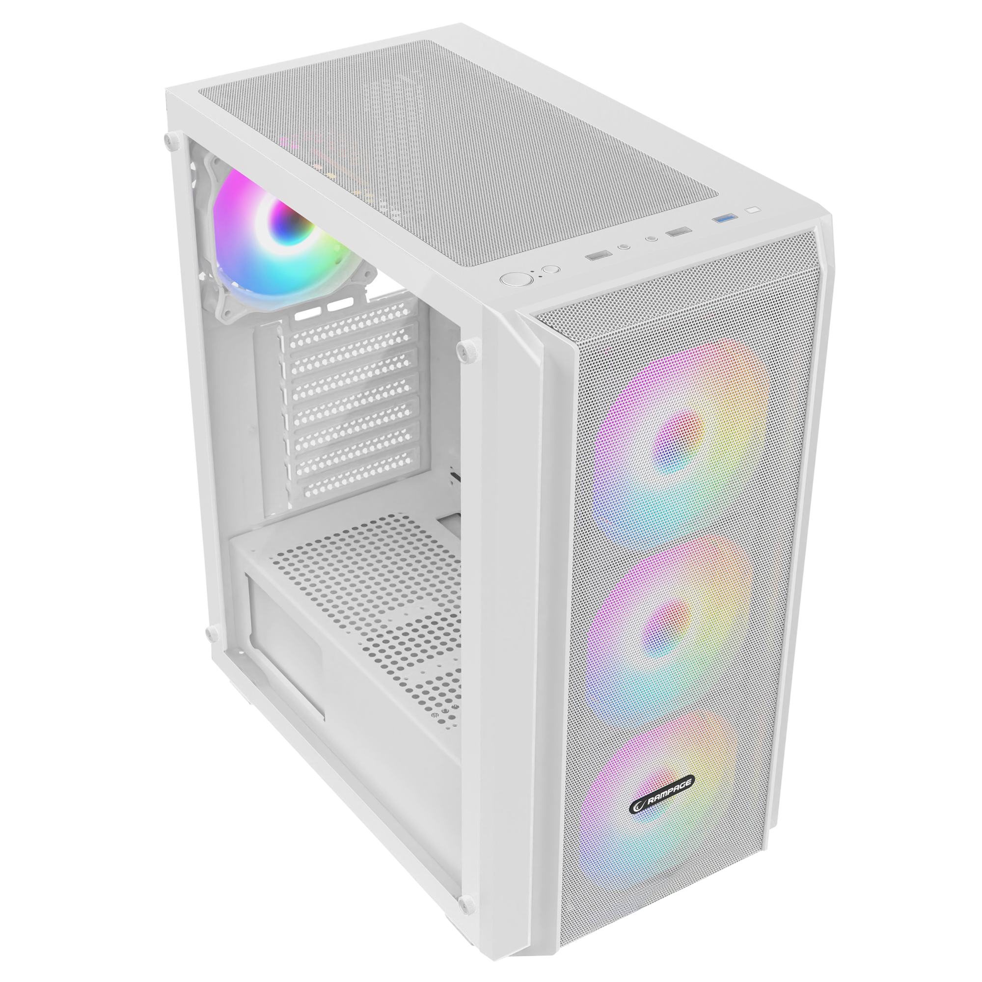 BETA MESH 650W 80 Plus Standart 4*12cm ARGB Fan Temperli Camlı Mid-T Beyaz Oyuncu Kasası - Rampage