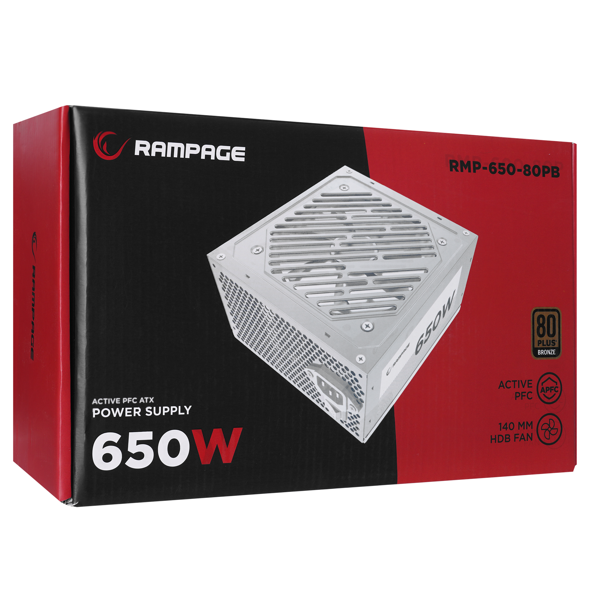 RMP-600-80P 600W 80Plus Bronze 12cm Fan Aktif PFC Beyaz Power Supply - Rampage