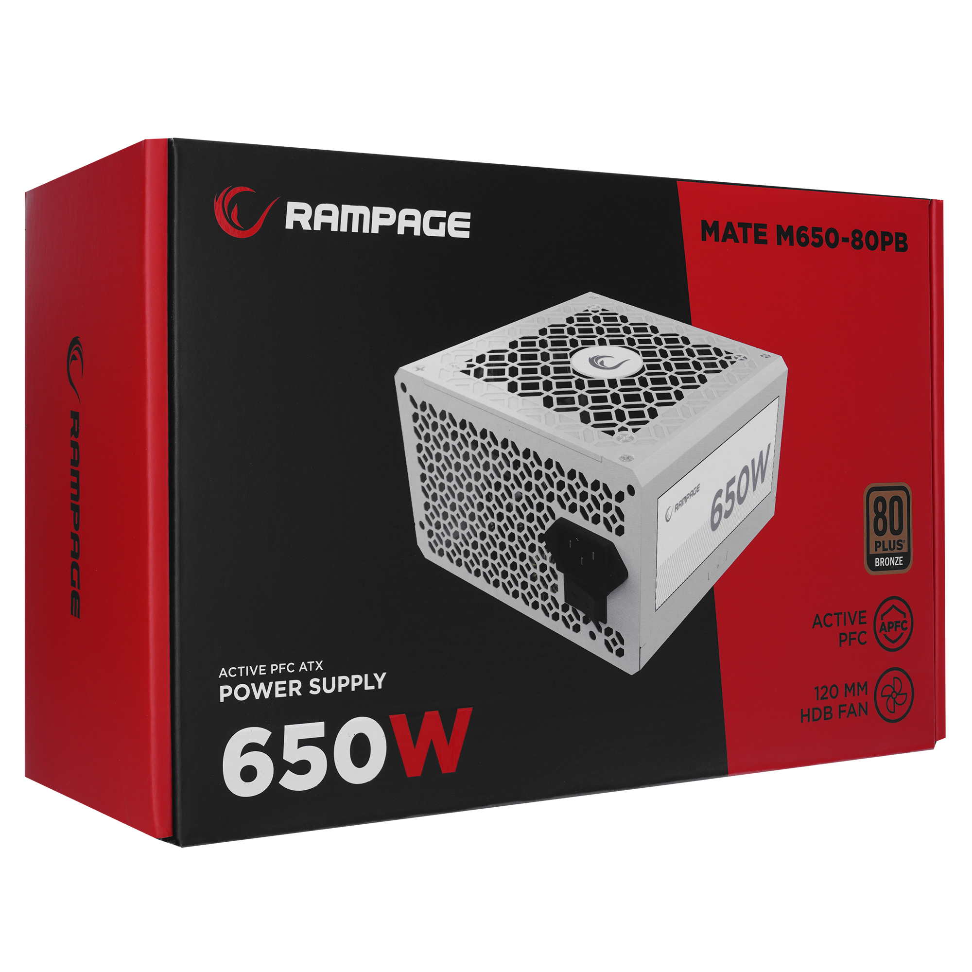 MATE M650- 650W Full Modular 80 Plus Bronze Aktif PFC Beyaz Power Supply - Rampage