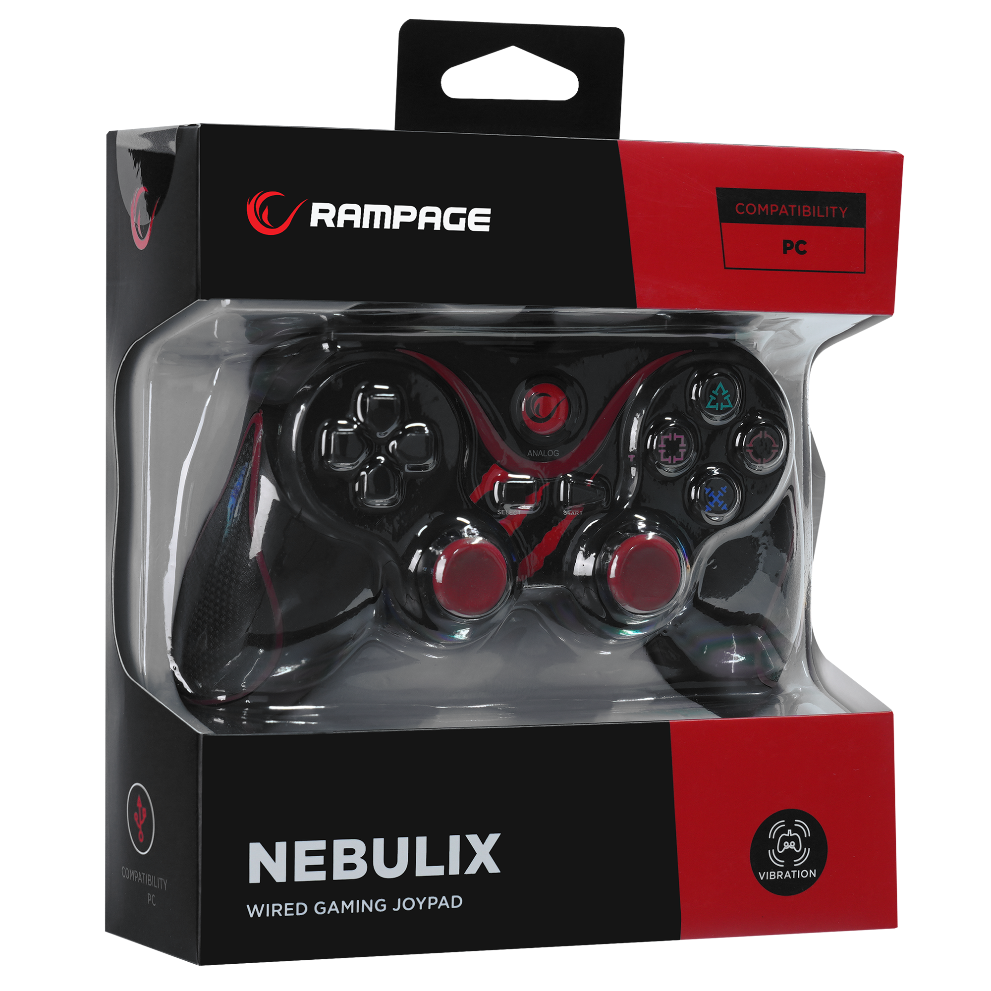 Nebulix PS3/PC Kırmızı USB 1.8m Joypad - Rampage