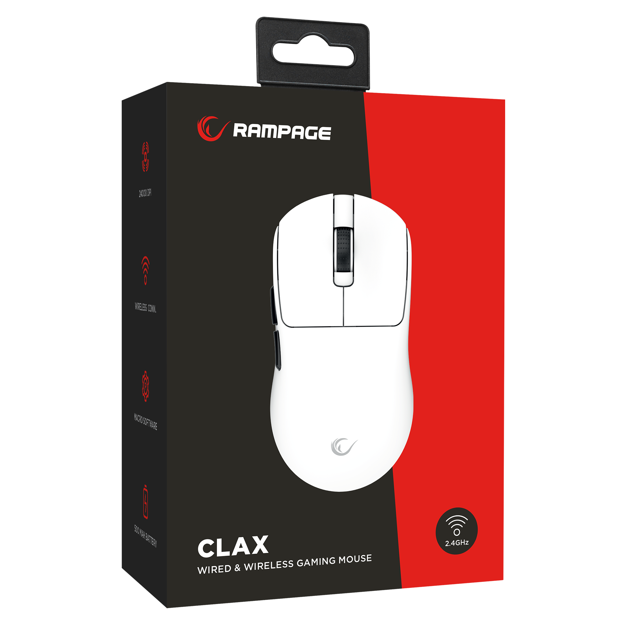 CLAX 24000 DPI Kablosuz Oyuncu Mouse - Beyaz