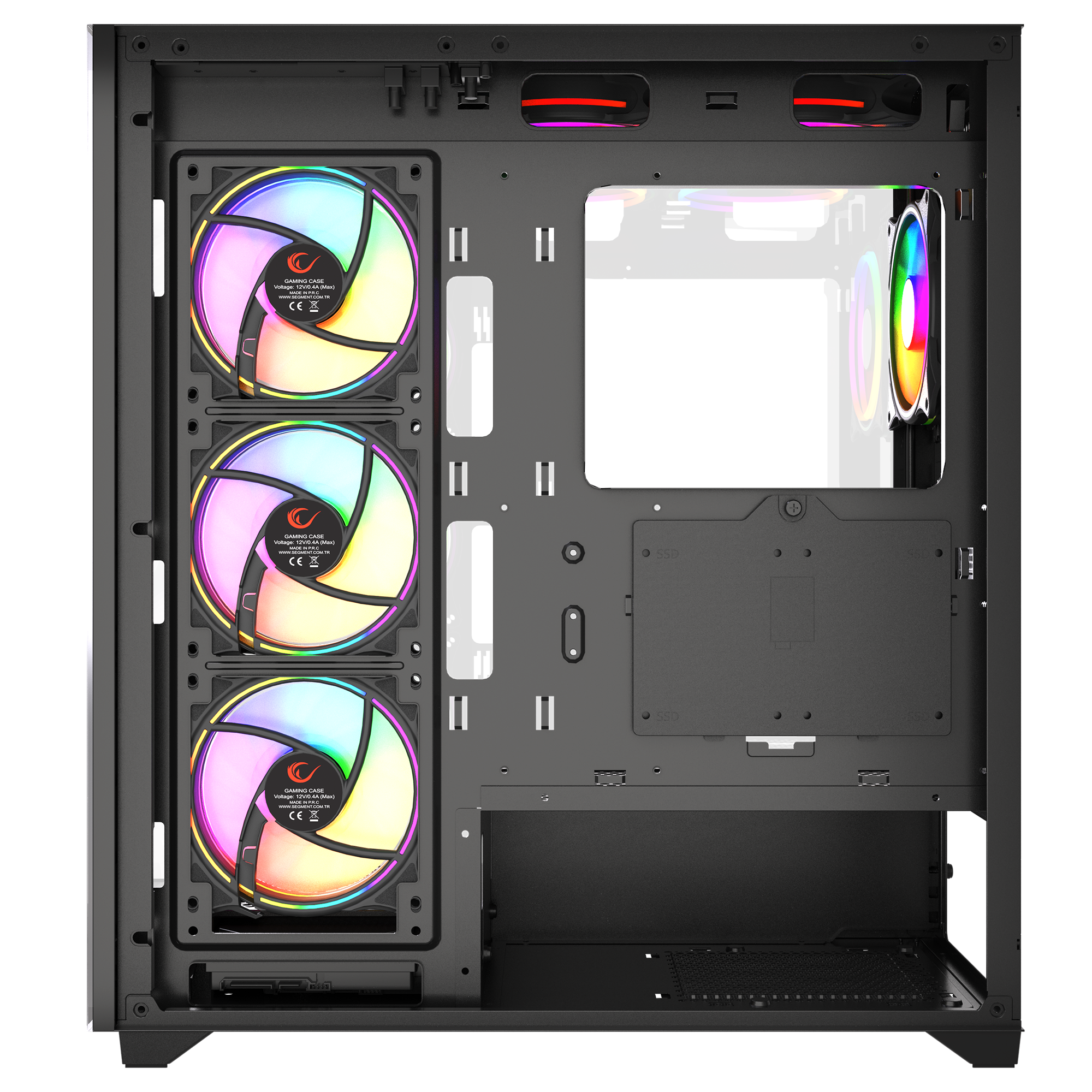 Hydra V3 Black 750W 80+ Bronze 7x12cm RGB Fan Atx Mid-T Oyuncu Kasası-Siyah