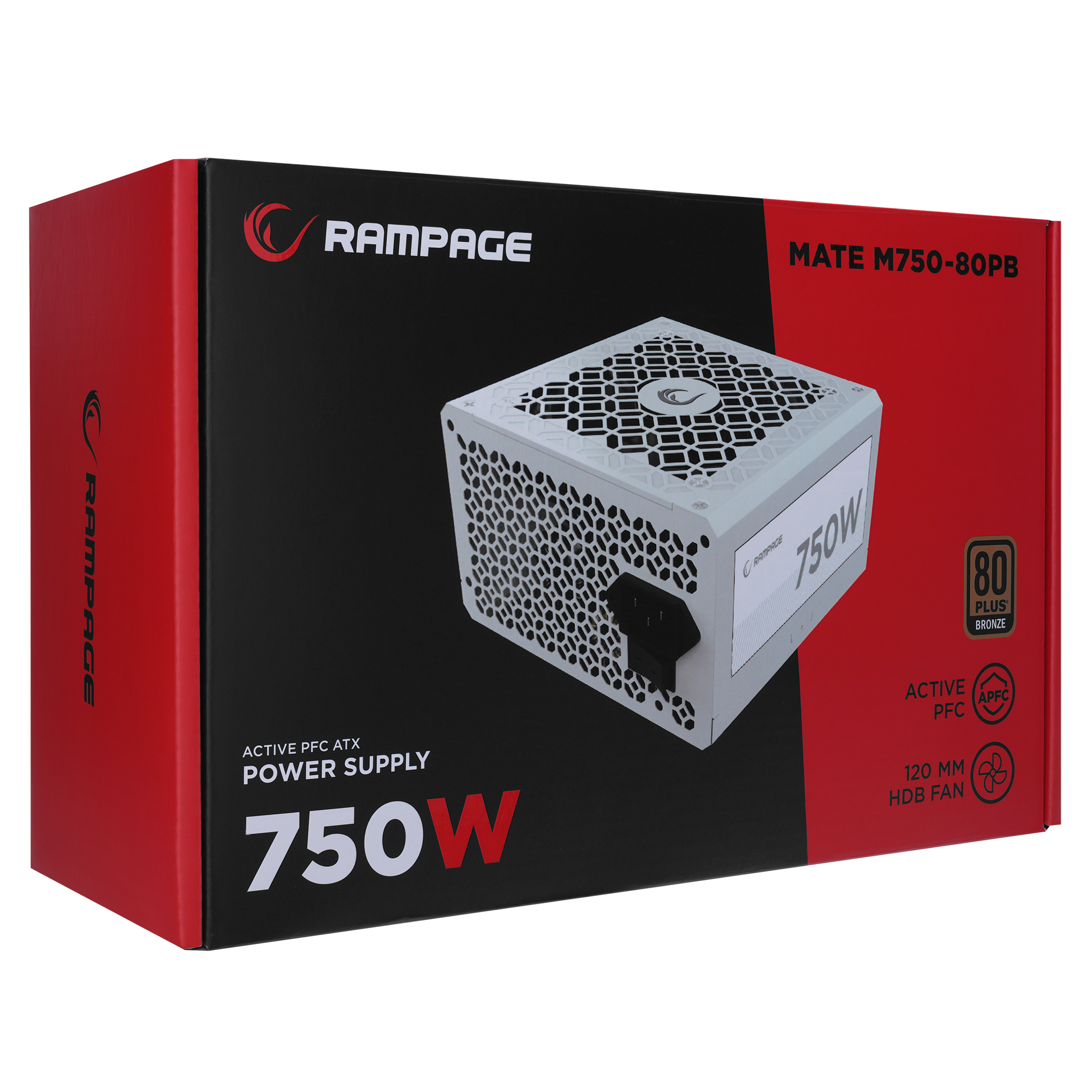MATE M750-80PB 750W 12cm Fan Full Modular 80 Plus Bronze Aktif PFC Beyaz Power Supply - Rampage