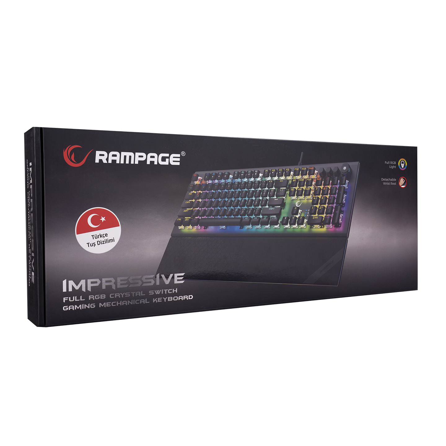 KB-R101 IMPRESSIVE RGB Aydınlatmalı İnce Tasarım Kristal Switch Mekanik Gaming Oyuncu Klavyesi - Rampage