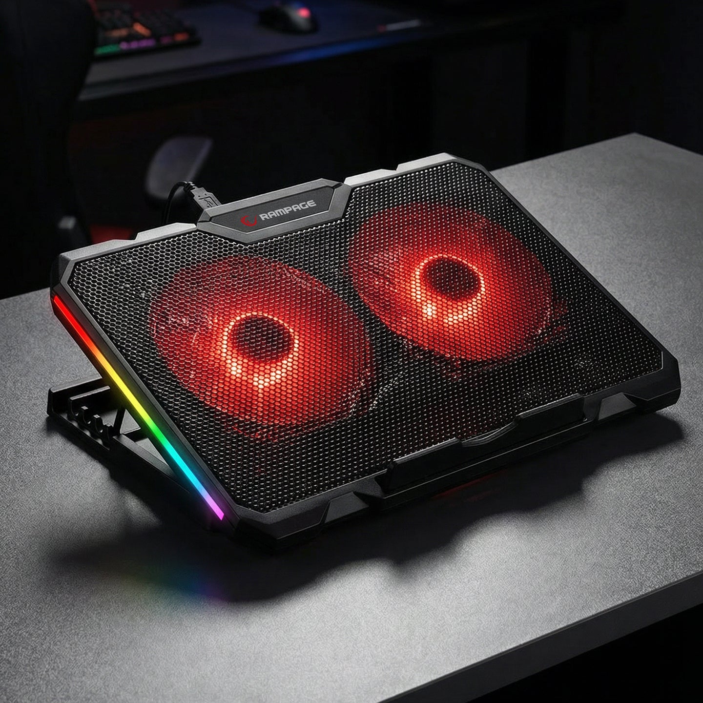 2 RGB Fan 15-17 inç Notebook Soğutucu Stand-Siyah