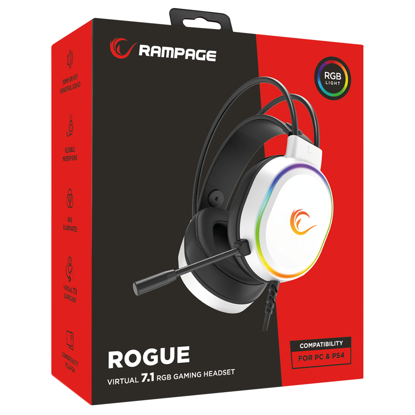 Roque RGB USB Gaming Headset-White