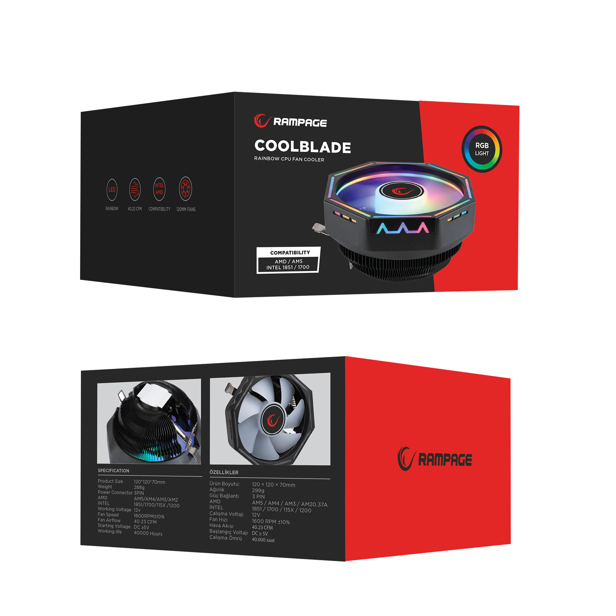 Rm-C04 Coolblade Rainbow LGA1851/1700/AM5 Uyumlu Hava Soğutmalı Cpu Fan