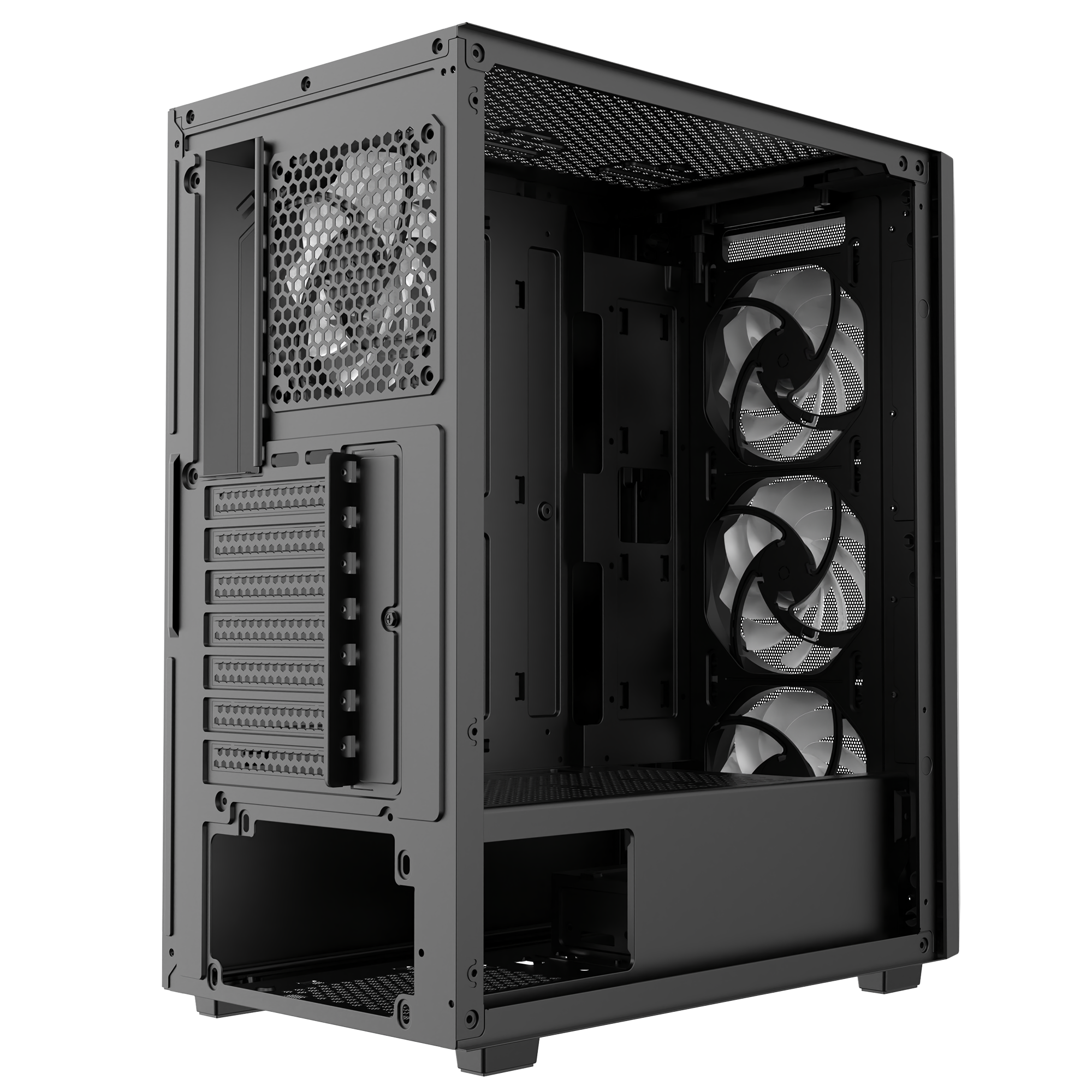 BETA MESH 650W 80 Plus Standart 4*12cm ARGB Fan Temperli Camlı Mid-T Siyah Oyuncu Kasası - Rampage