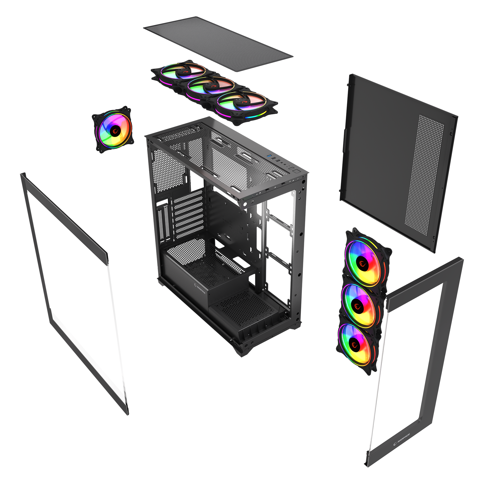 Hydra V3 Black 750W 80+ Bronze 7x12cm RGB Fan Atx Mid-T Oyuncu Kasası-Siyah