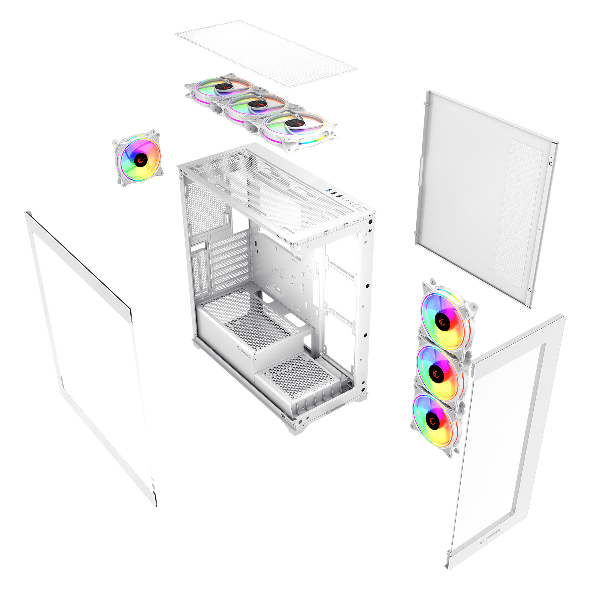 Hydra V3 White 750W 80+ Bronze 7x12cm RGB Fan Atx Mid-T Oyuncu Kasası-Beyaz