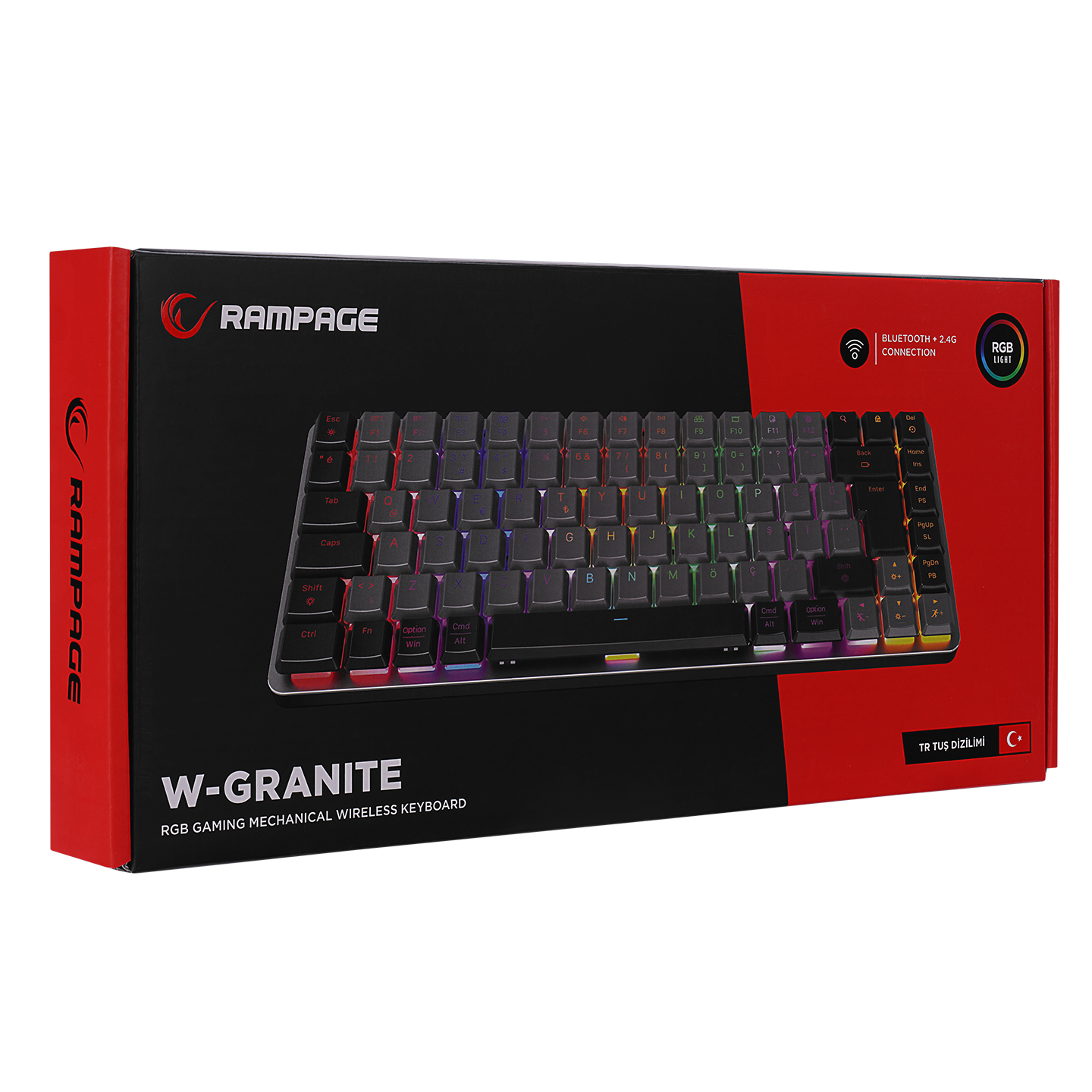 W-Granite Kablosuz Mekanik Oyuncu Klavye-Siyah/Gri