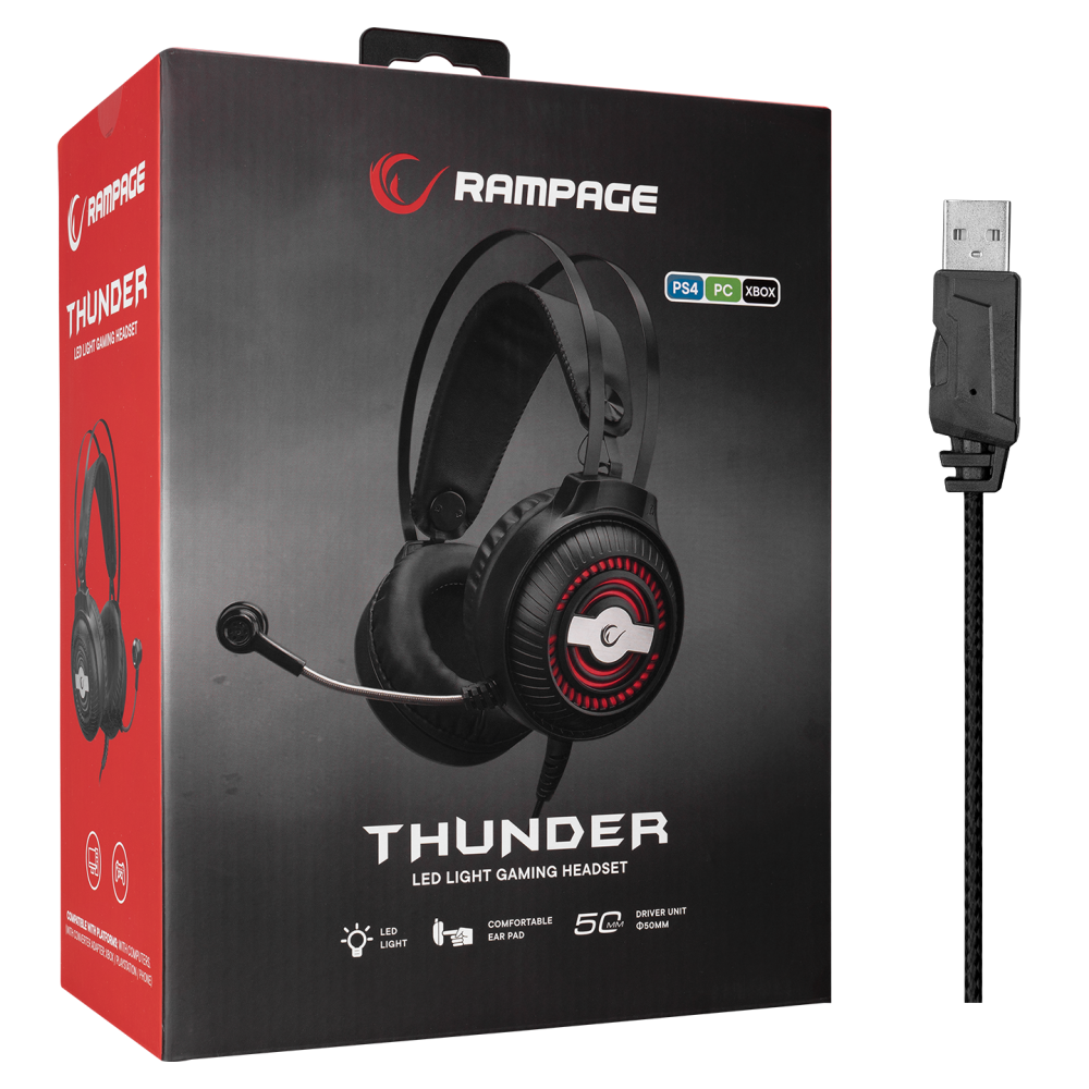 RM-K29 THUNDER 3.5mm Oyuncu Kulaklığı - Siyah - Rampage