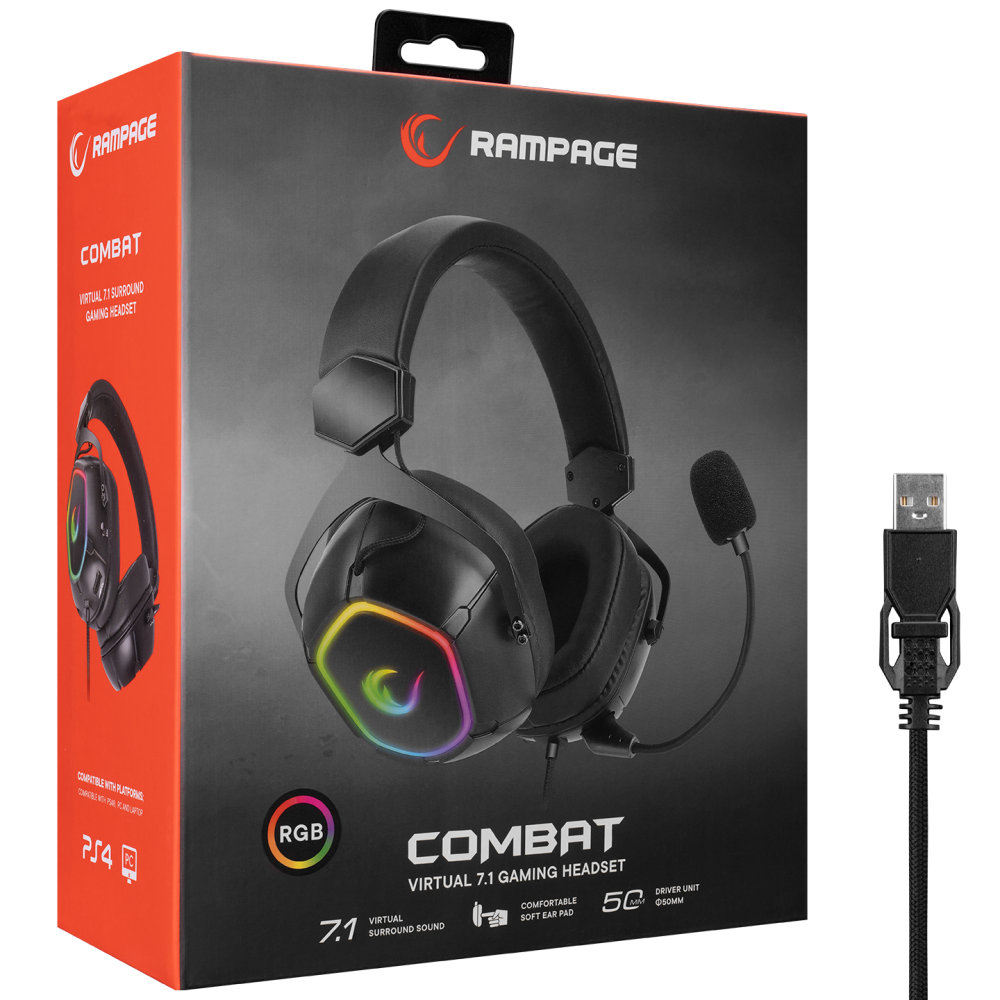RX7 COMBAT RGB 7.1 Oyuncu Kulaklığı - Rampage