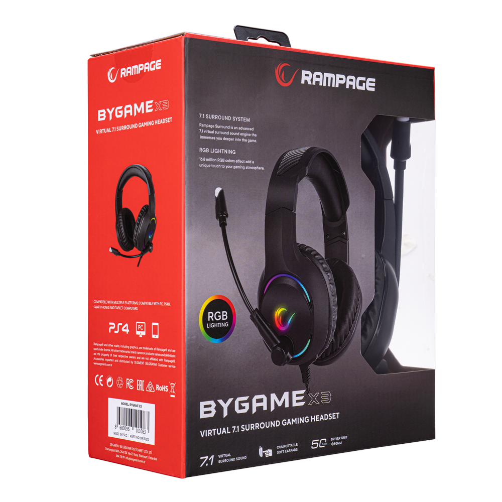 BYGAME-X3 RGB 7.1 Oyuncu Kulaklığı - Rampage