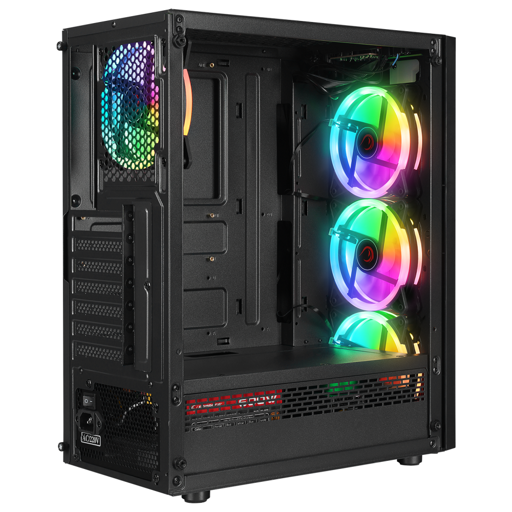 VICTORY PLUS 600W 80+ BRONZE Temperli Camlı 4*12cm RGB Fan + Led Şerit ATX Mid-T Gaming Oyuncu Kasası - Rampage
