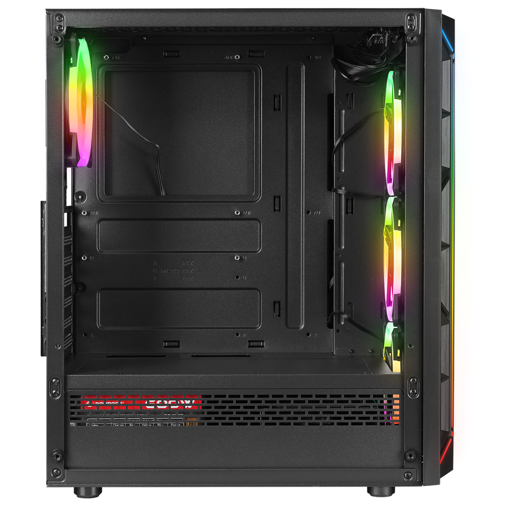 VICTORY PLUS 600W 80+ BRONZE Temperli Camlı 4*12cm RGB Fan + Led Şerit ATX Mid-T Gaming Oyuncu Kasası - Rampage