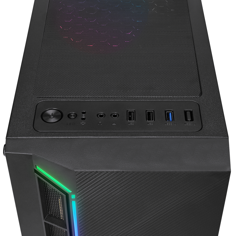 VICTORY PLUS 600W 80+ BRONZE Temperli Camlı 4*12cm RGB Fan + Led Şerit ATX Mid-T Gaming Oyuncu Kasası - Rampage