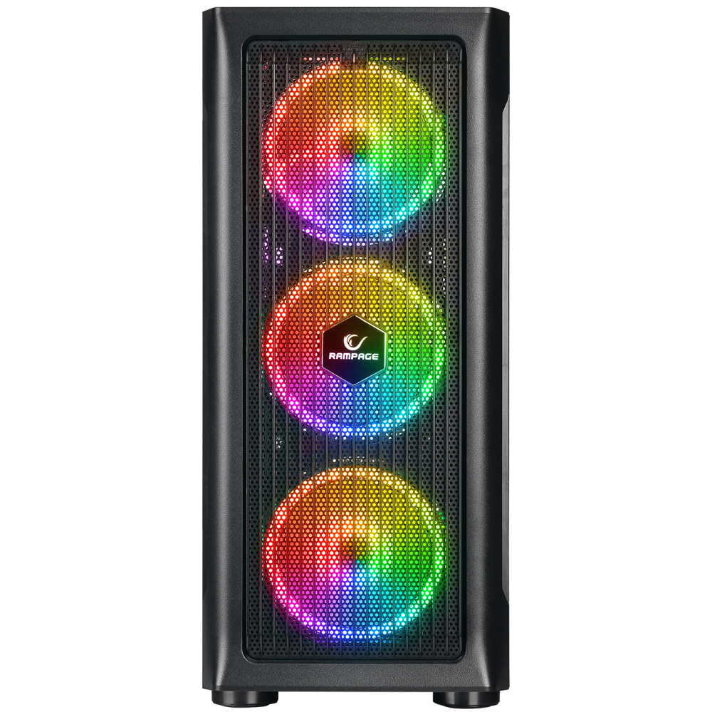 PROLIX Mesh 850W 80+ 4*12cm ARGB Fan+Kontrolcü Manyetik Temperli Camlı ATX Mid-T Gaming Oyuncu Kasası - Rampage
