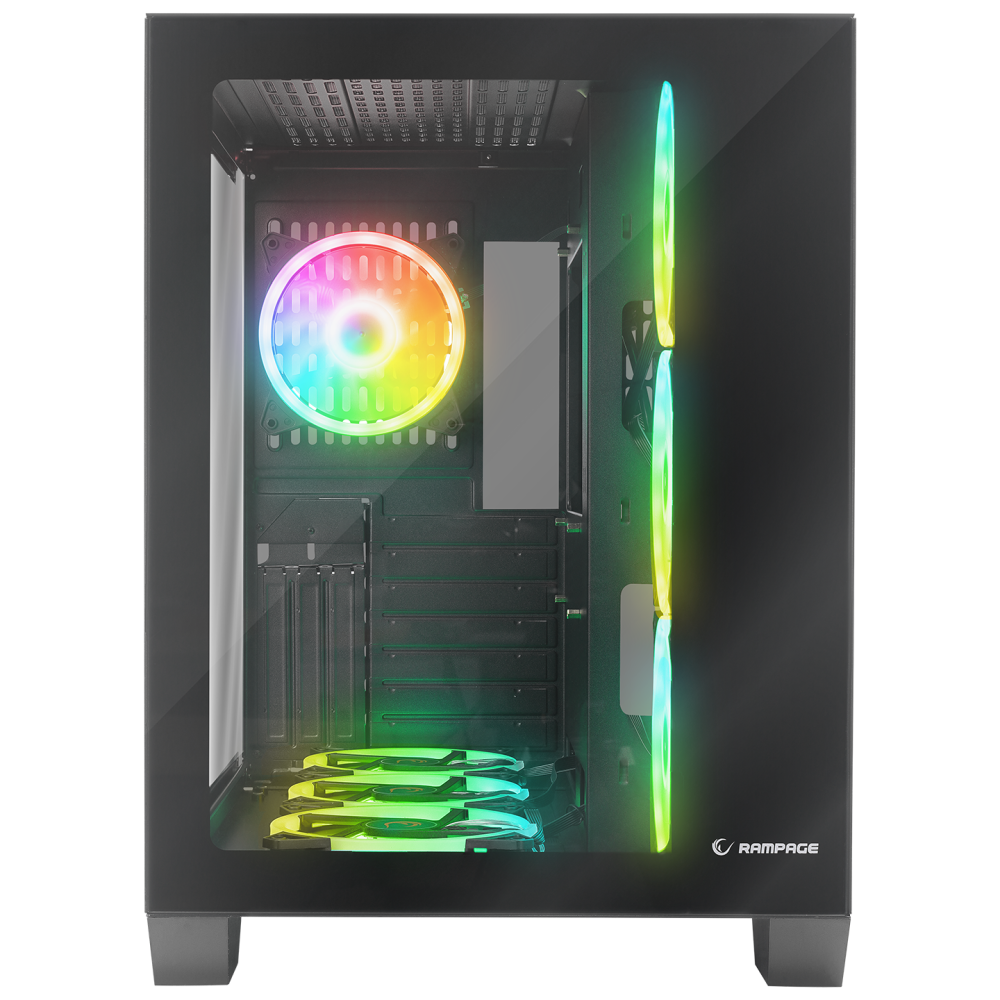 ICEWAVE Siyah Temperli Camlı Transparan E-ATX Mid-T Gaming Oyuncu Kasası - Rampage
