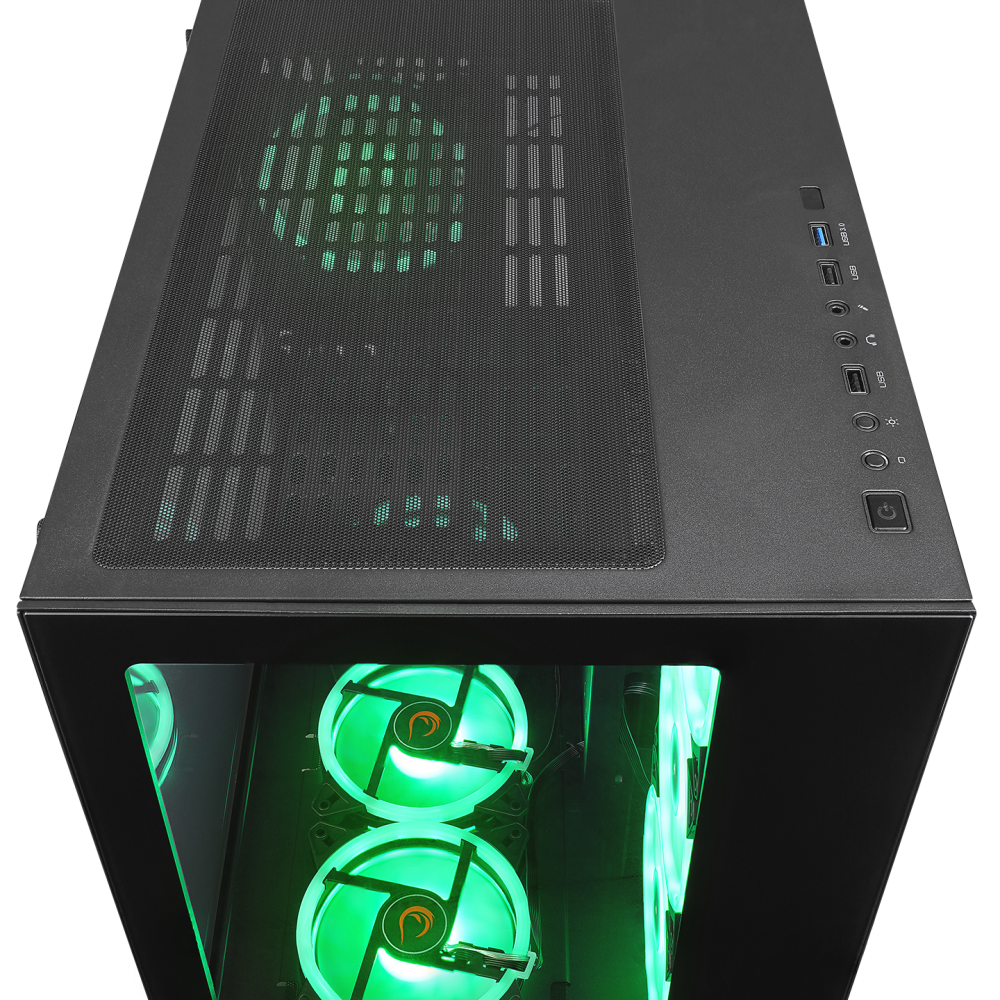 ICEWAVE Siyah Temperli Camlı Transparan E-ATX Mid-T Gaming Oyuncu Kasası - Rampage