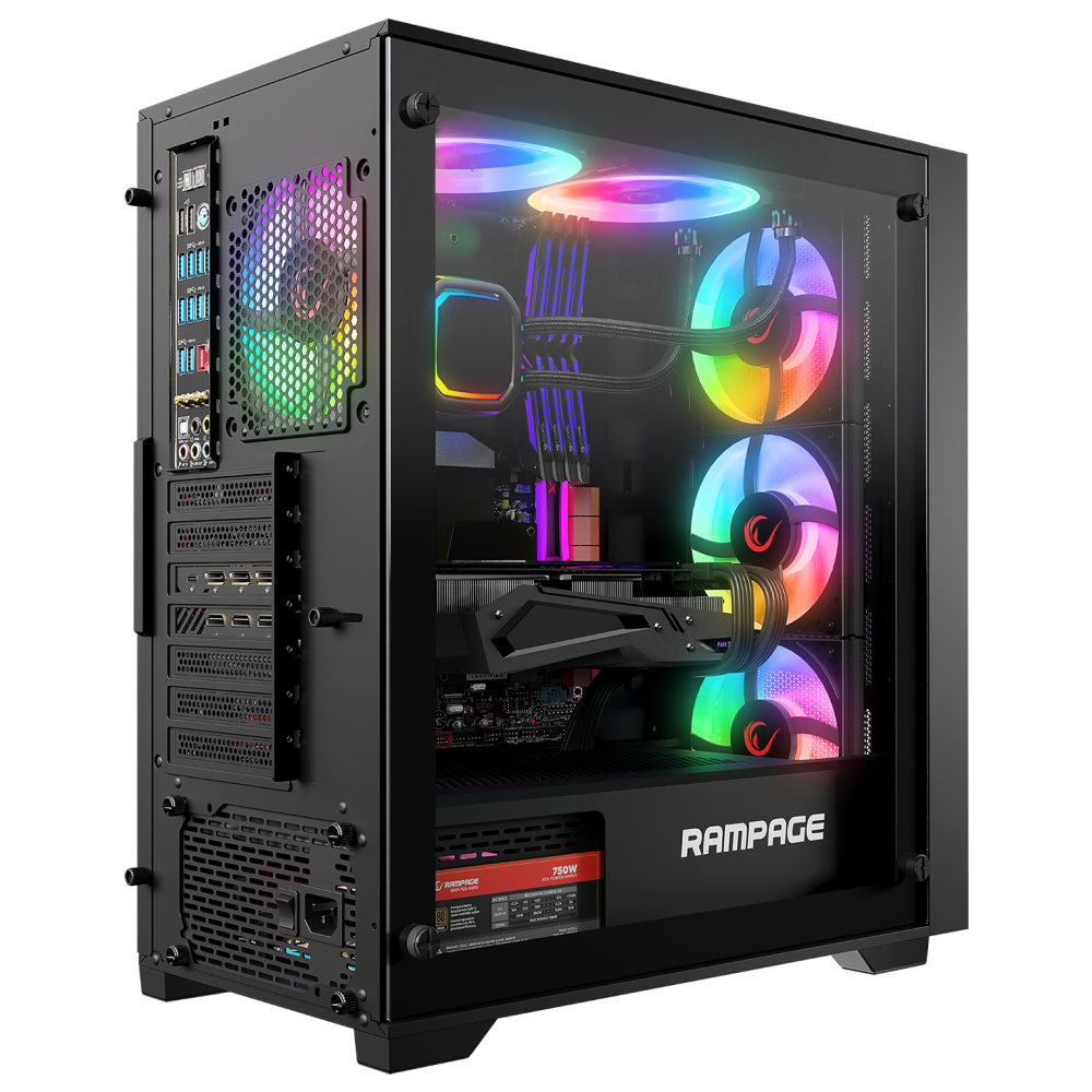 VOYAGER 750W 80+ BRONZE Siyah 4*RGB Auto Fan ATX Mid-T Gaming Oyuncu Kasası - Rampage