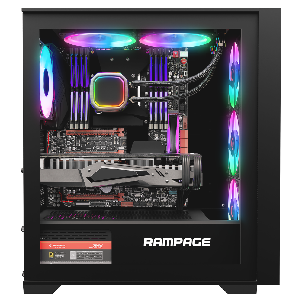 VOYAGER 750W 80+ BRONZE Siyah 4*RGB Auto Fan ATX Mid-T Gaming Oyuncu Kasası - Rampage