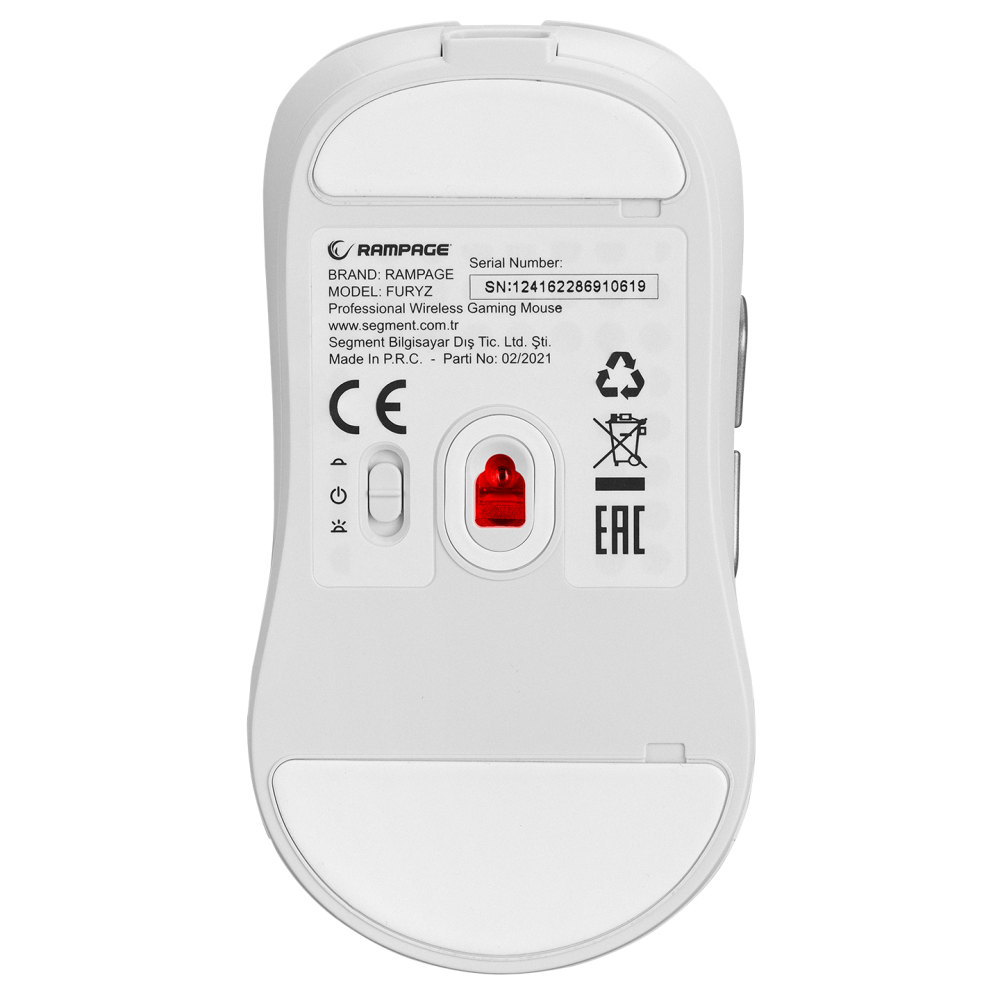 FURYZ 16000 DPI 3335 Sensör 2.4G ve Type C Beyaz 1 MS Tepki Süresi Hareket Sensörlü RGB Ledli Gaming Mouse - Rampage