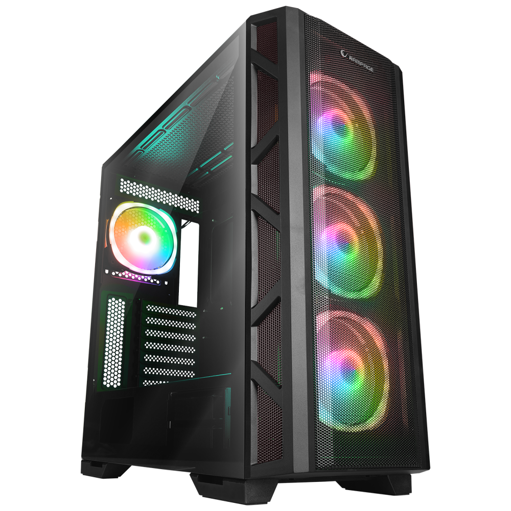 MASTER Mesh+Temperli Cam Dikey VGA Tutucu 4*ARGB Fan+Hub E-ATX Gaming Oyuncu Kasası - Rampage