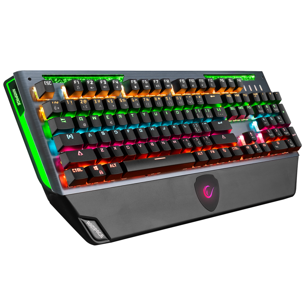 KB-R58 BULWARK Gri USB Rainbow Ledli Blue Switch Su Soğutma Efektli Mekanik Gaming Klavye